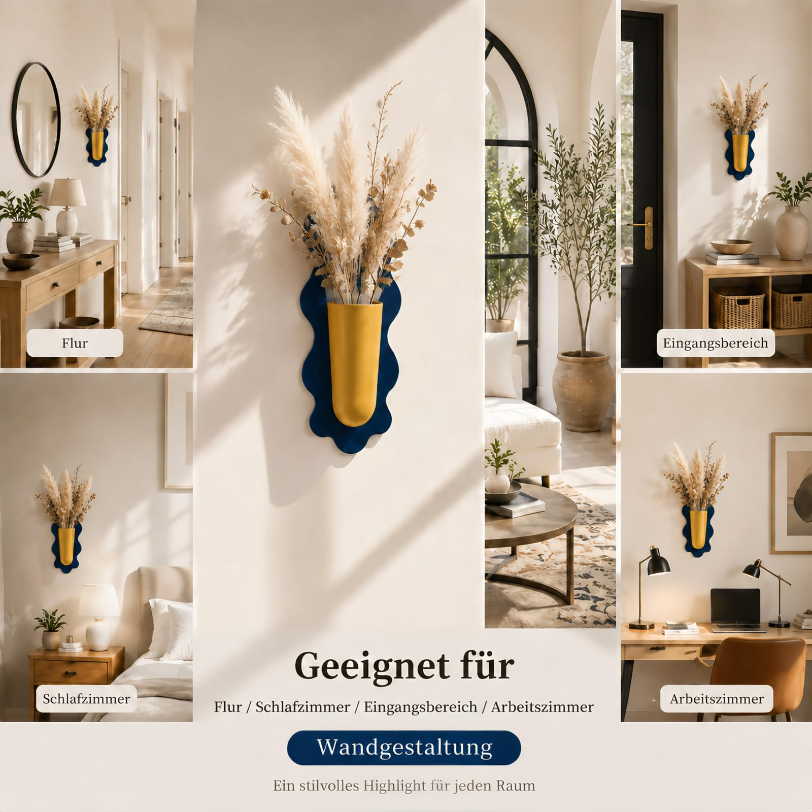 Wandvase 2er-Set, Eisen-Wandblumentöpfe mit gewellter Umrandung