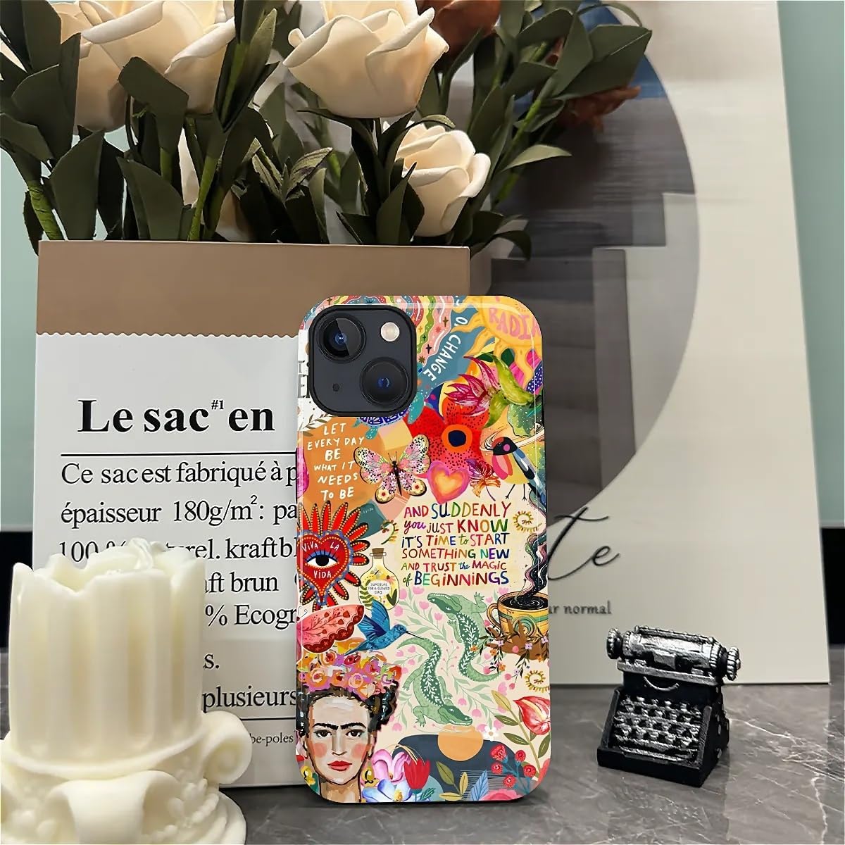 Case for iPhone 13 14, Hybrid 2-Layer Case, Military-Grade Protection Durable Shockproof Anti-Scratch Phone Cover, Viva La Frida Collage image 5