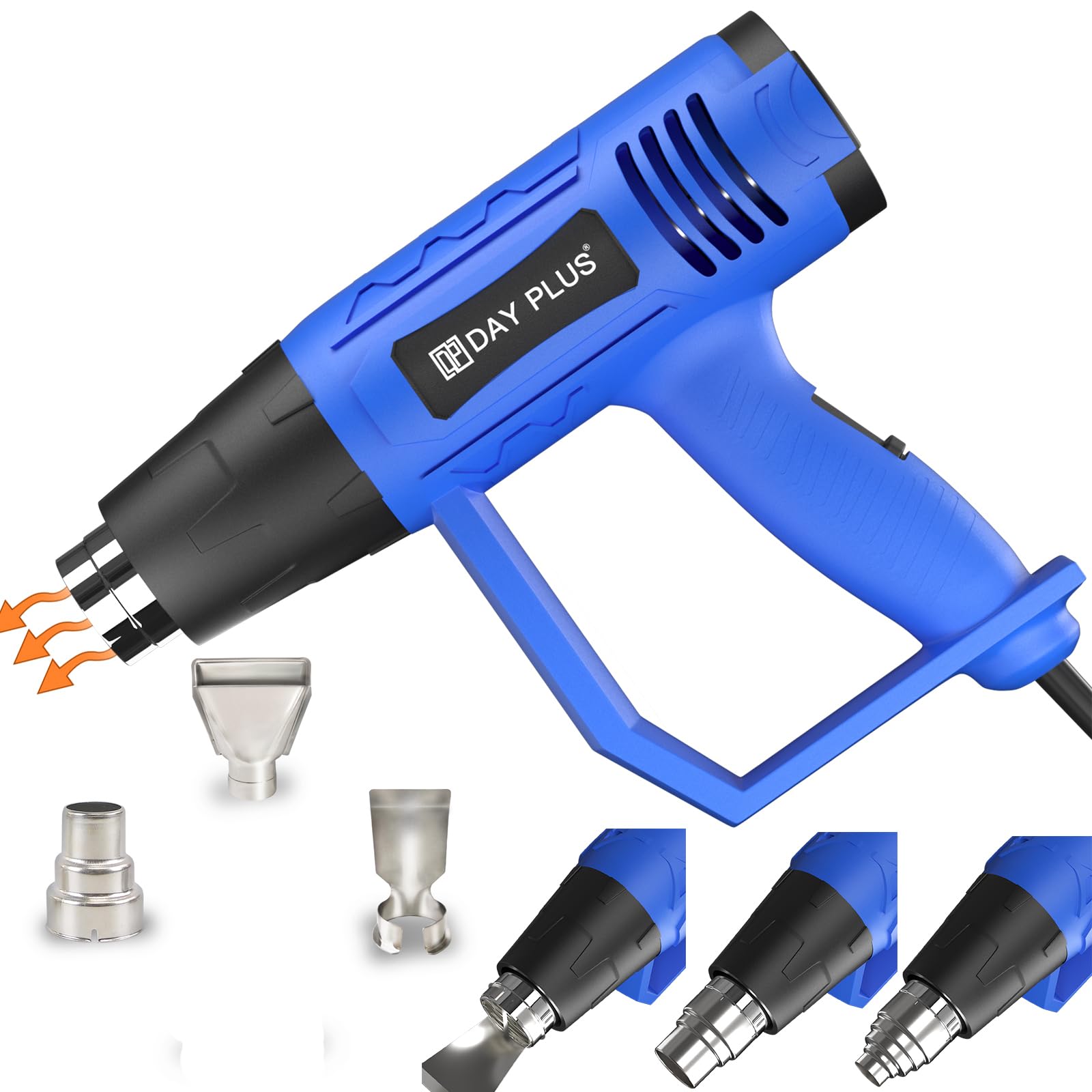 2000W Heat Gun with 230V Dual Air Flow & 2 Temperature Adjustable 300℃/600℃, Professional Handheld Electric Corded Hot Air Gun with 6.6FT Power Cord & 3 Accessories for Paint Stripping DIY Craft