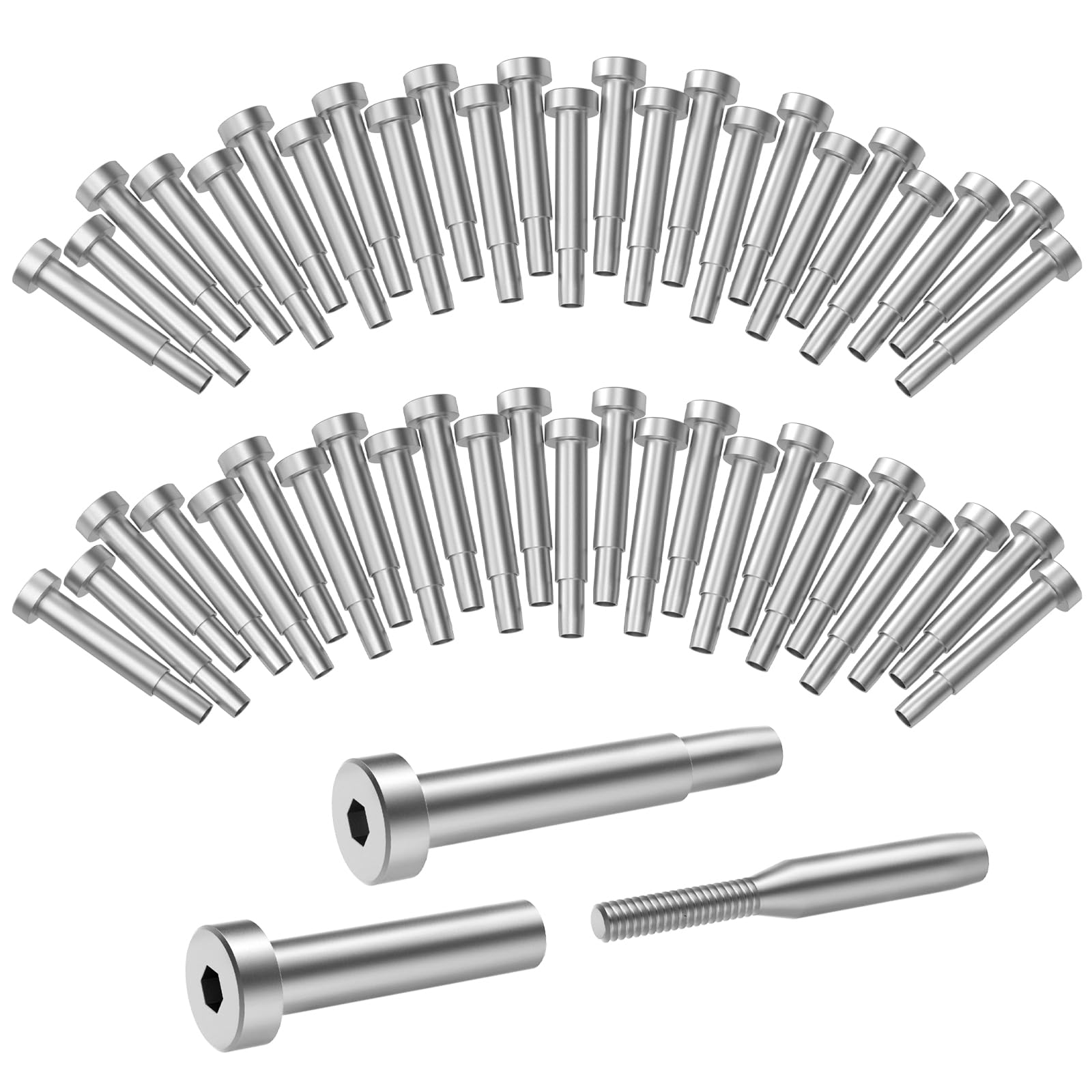 BLIKA 50 Pack 3/16" Invisible Cable Railing Kit, Stainless Steel Invisible Receiver and Swage Stud End, Cable Railing Tensioner 3/16" for 2"x2", 4"x4"