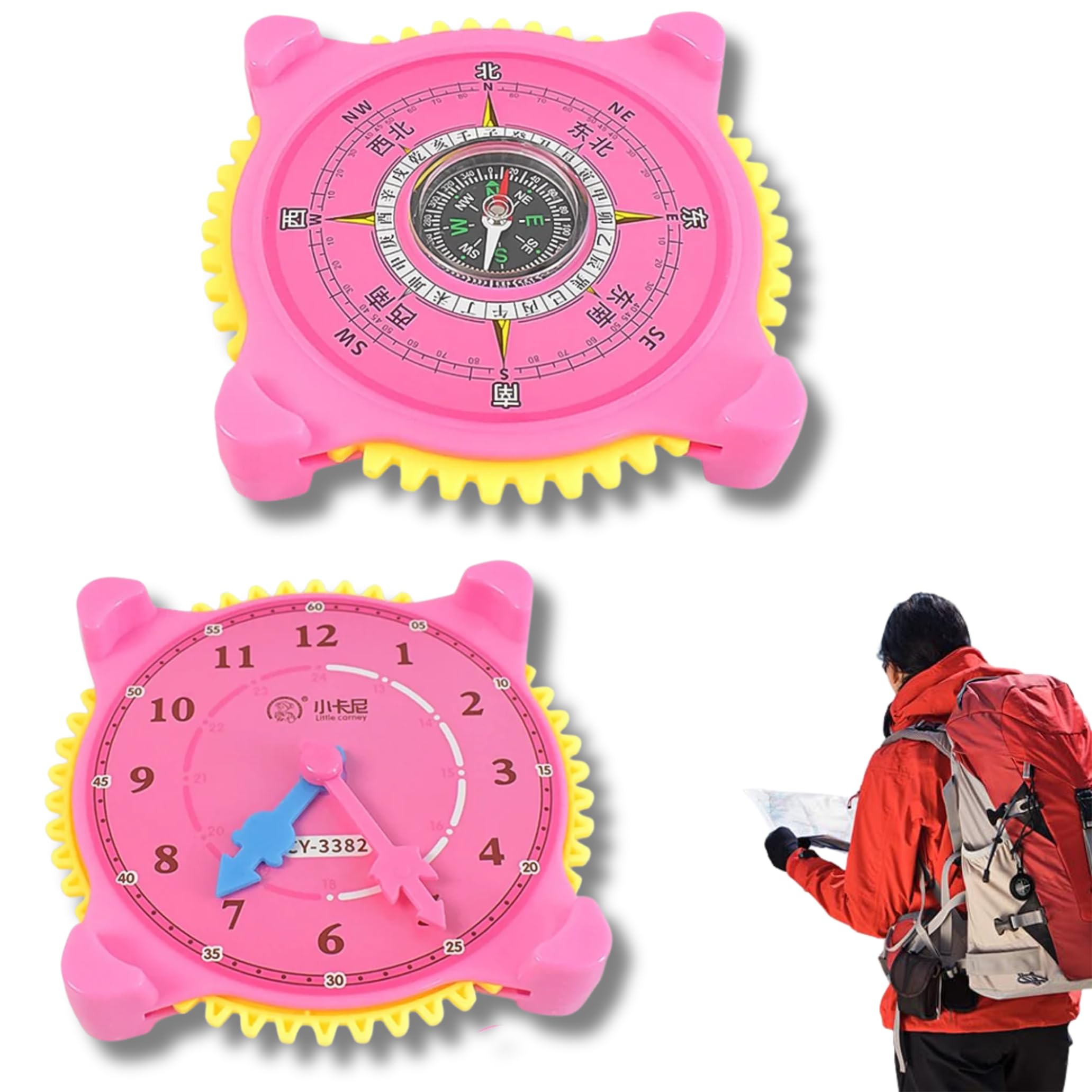 Drumstone 𝟓+𝟓 𝐘𝐄𝐀𝐑 𝐆𝐔𝐀𝐑𝐀𝐍𝐓𝐄 2-in-1 Compass with Clock Portable Navigation Direction Compass for North-South Tracking Pocket Travel for Hiking Camping Adventure Outdoor Survival-picture-14