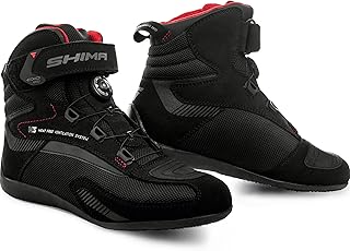 SHIMA EXO Vented, Motorbike Shoes for Men | Breathable, Reinforced Street Riding Shoes with ATOP Closure System, Ankle Support, Anti-Slip Sole, Gear Pad (Black, 11)