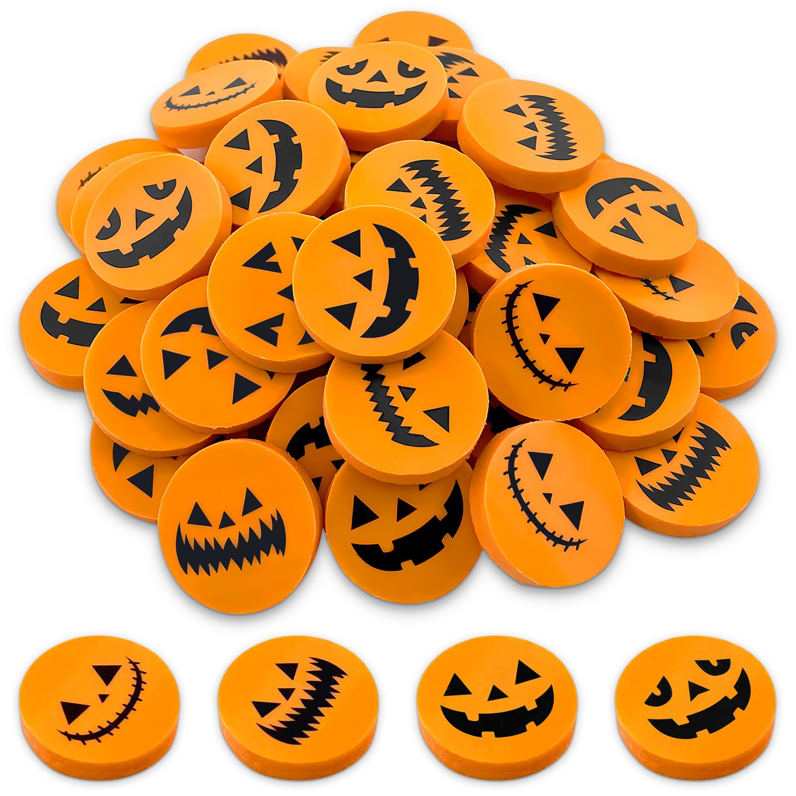 50PCS Mini Gomme da Cancellare per Halloween, Zucca a Forma di Zucca per Bambini, Feste di Halloween e Compleanno