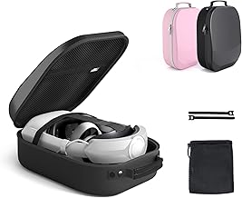 Aubika Carrying Case for Meta/Oculus Quest 2/Pico 4, Compatible with Elite/Battery Headset Strap Accessories, Hard Travel Case - Black