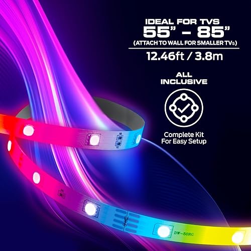 Miniatura 8 de Monster Tira de luz LED de retroiluminación para TV con caja de sincronización de color HDMI para televisores de hasta 85 pulgadas, flujo de color