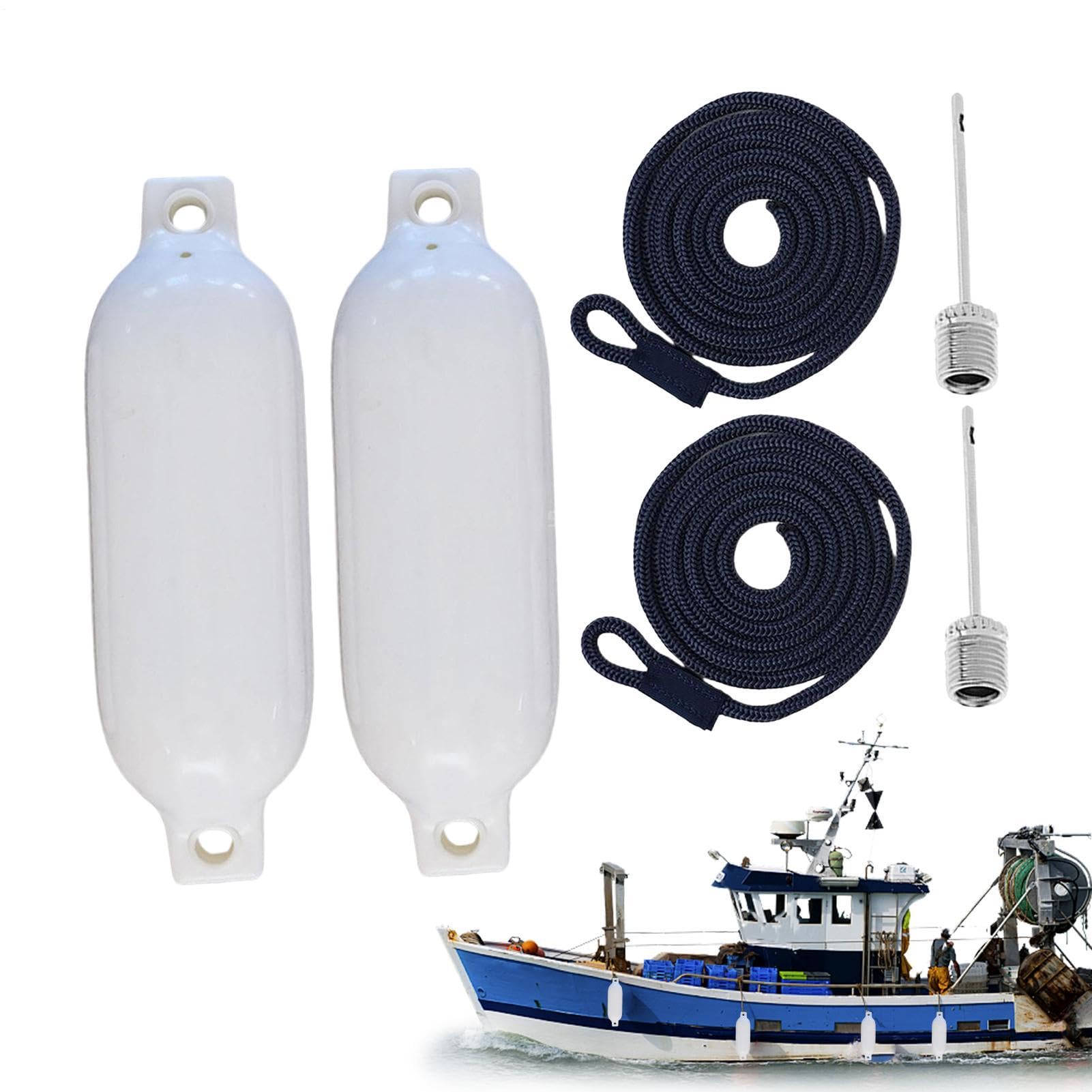 Paraurti gonfiabili per barche - Parafanghi in PVC resistente | Protezione per pontone | Parete extra spessa 0,41 cm, 2 corde e aghi ad aria, protezione per ormeggio di yacht, canoe, kayak e vela