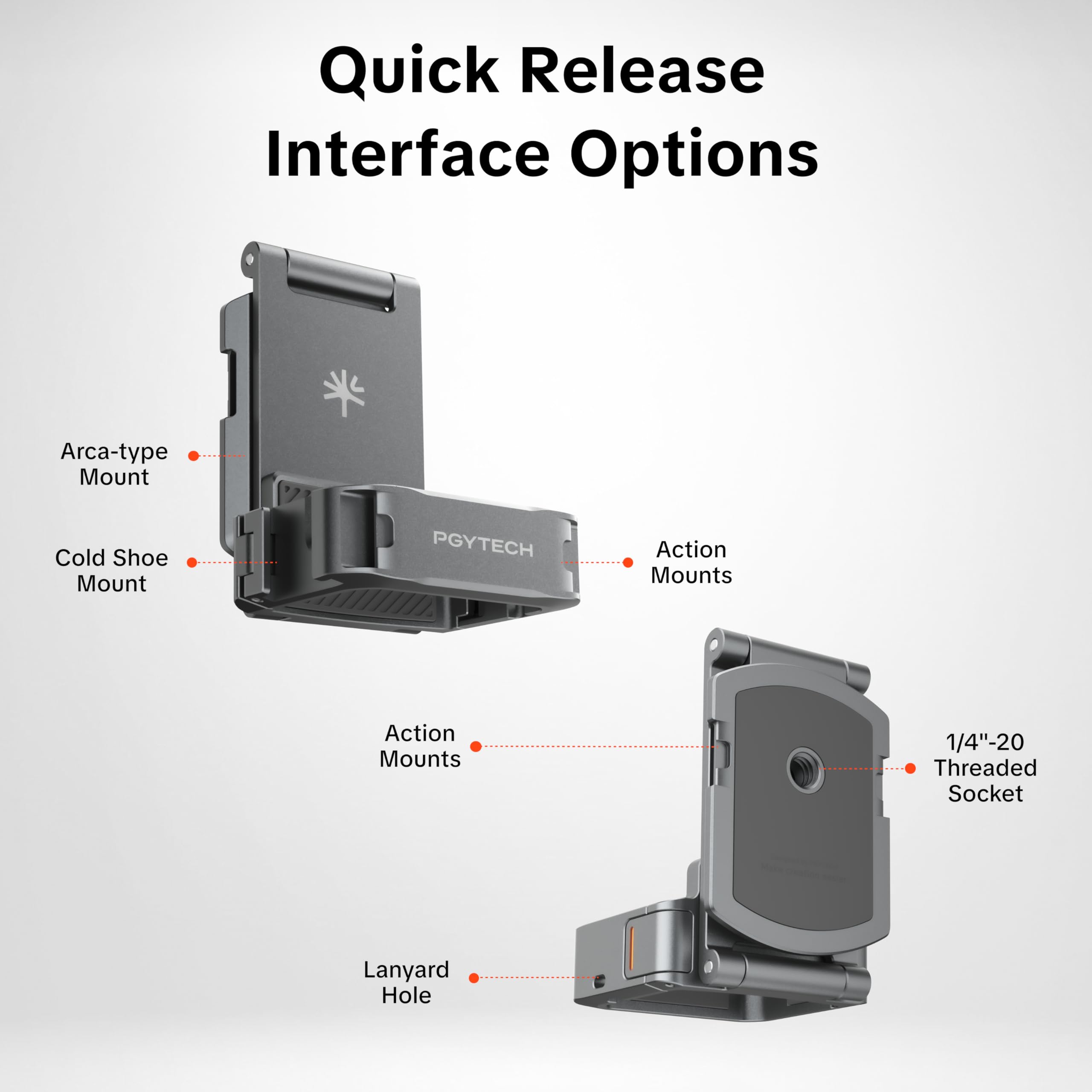 PGYTECH Expansion Adapter Magnética para dji Osmo Pocket 4/3, Soporte Plegable con Arca-Swiss y Zapata Fría, Rig de Vlogging 40N, Accesorio Jaula Ligera de Protección