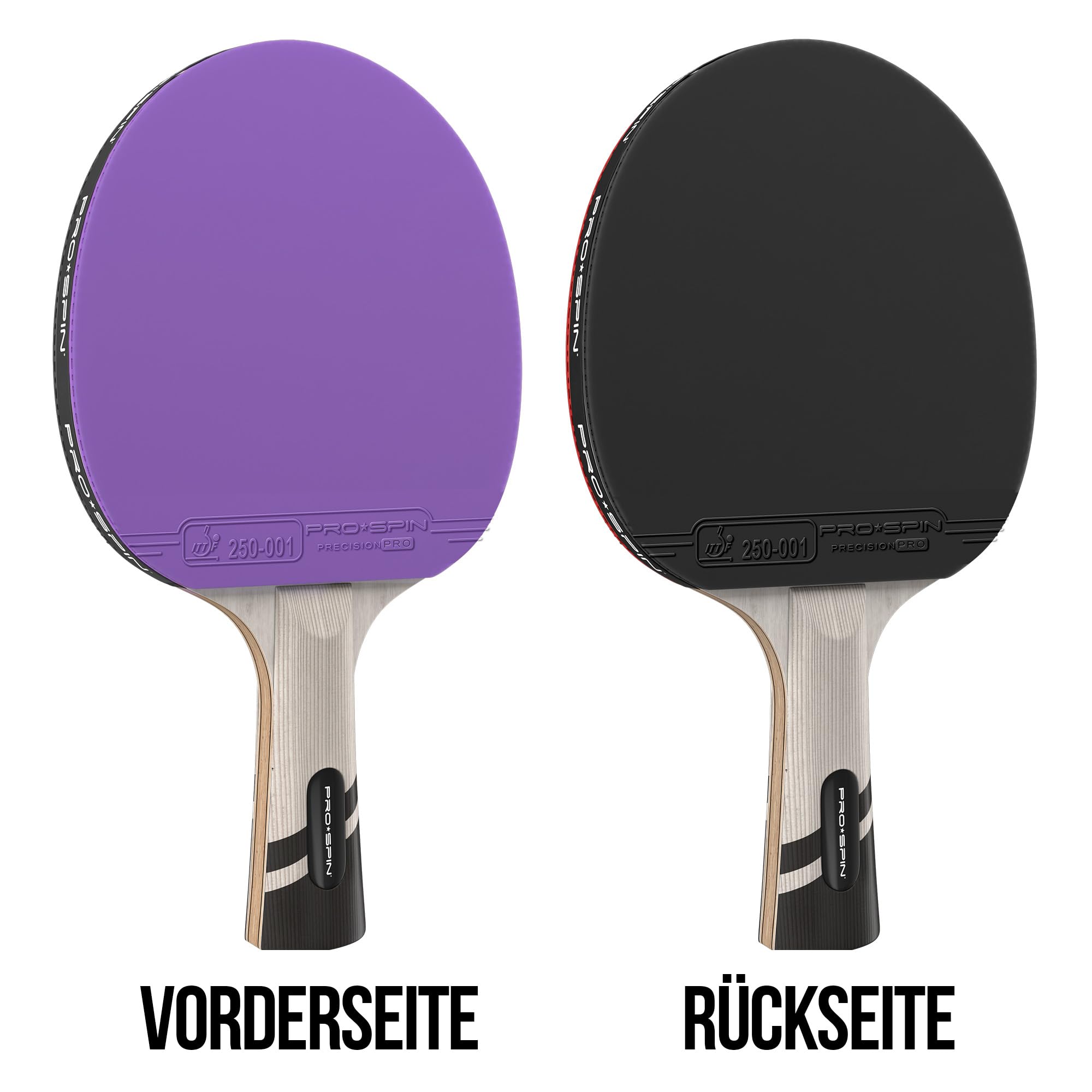 PRO-SPIN Tischtennisschläger – ITTF-zugelassener Carbon Profischläger für überlegene Präzision und Spin | Profi-Obergummi, 2,0 mm Schwammstärke, Schutzhülle