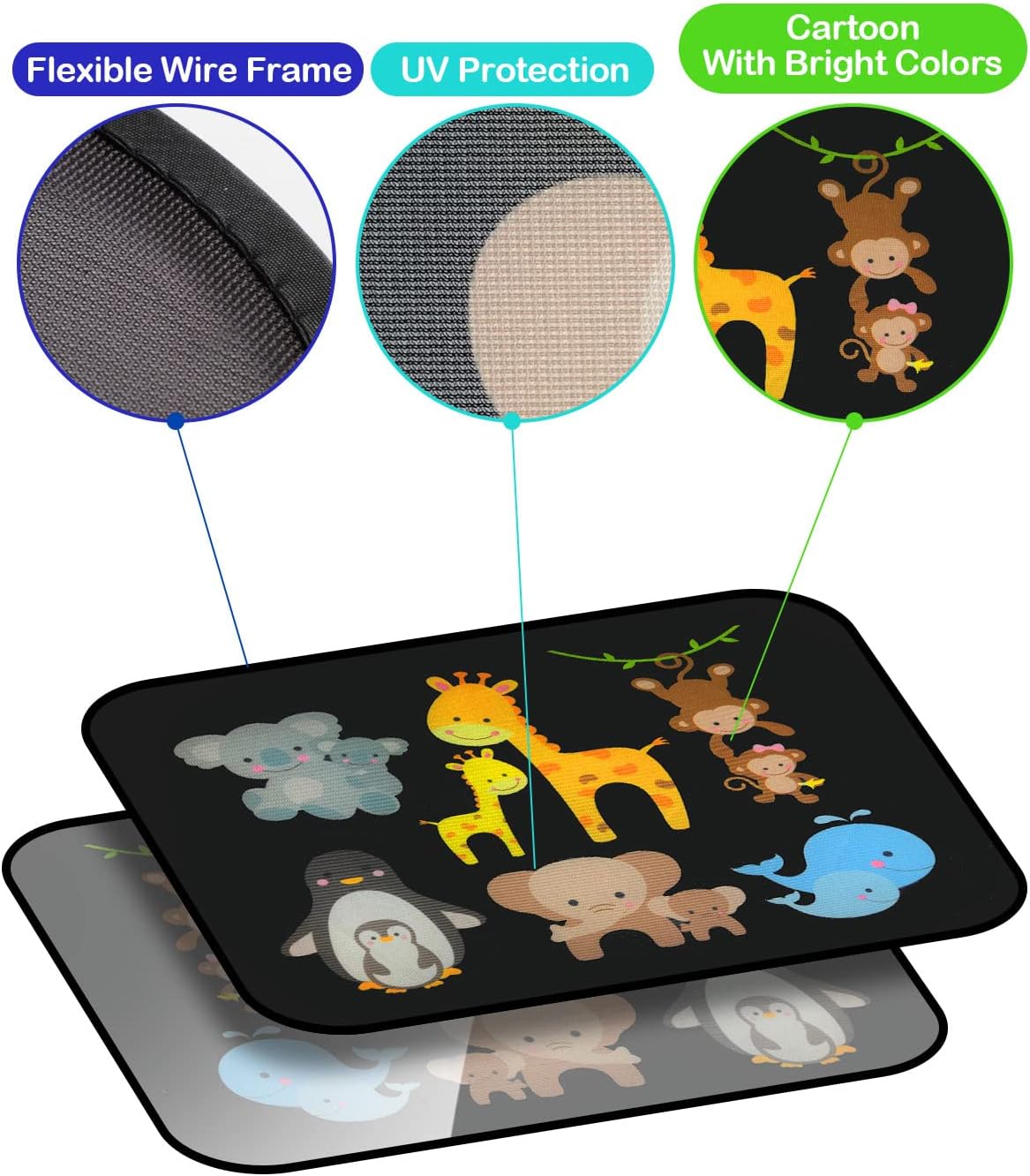 Maxesla Car Sun Shade for Baby (2 Pack) 44 x 36CM Car Window Shades for Baby Full UV