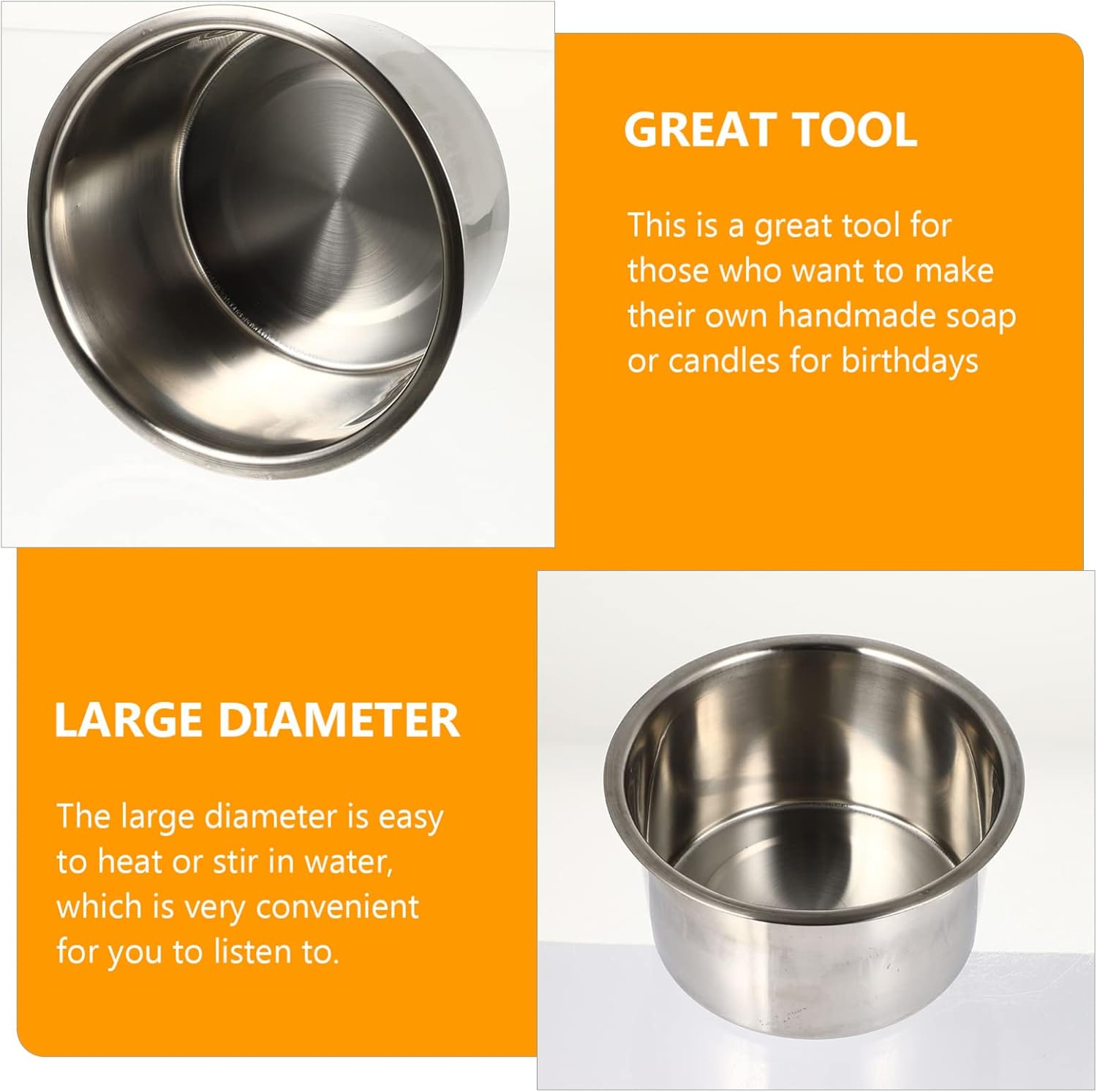 IWOWHERO 2pcs Wax Melting Pot for Soap Making Melting Bowl Handle Wax Container for Crafting and Home Use