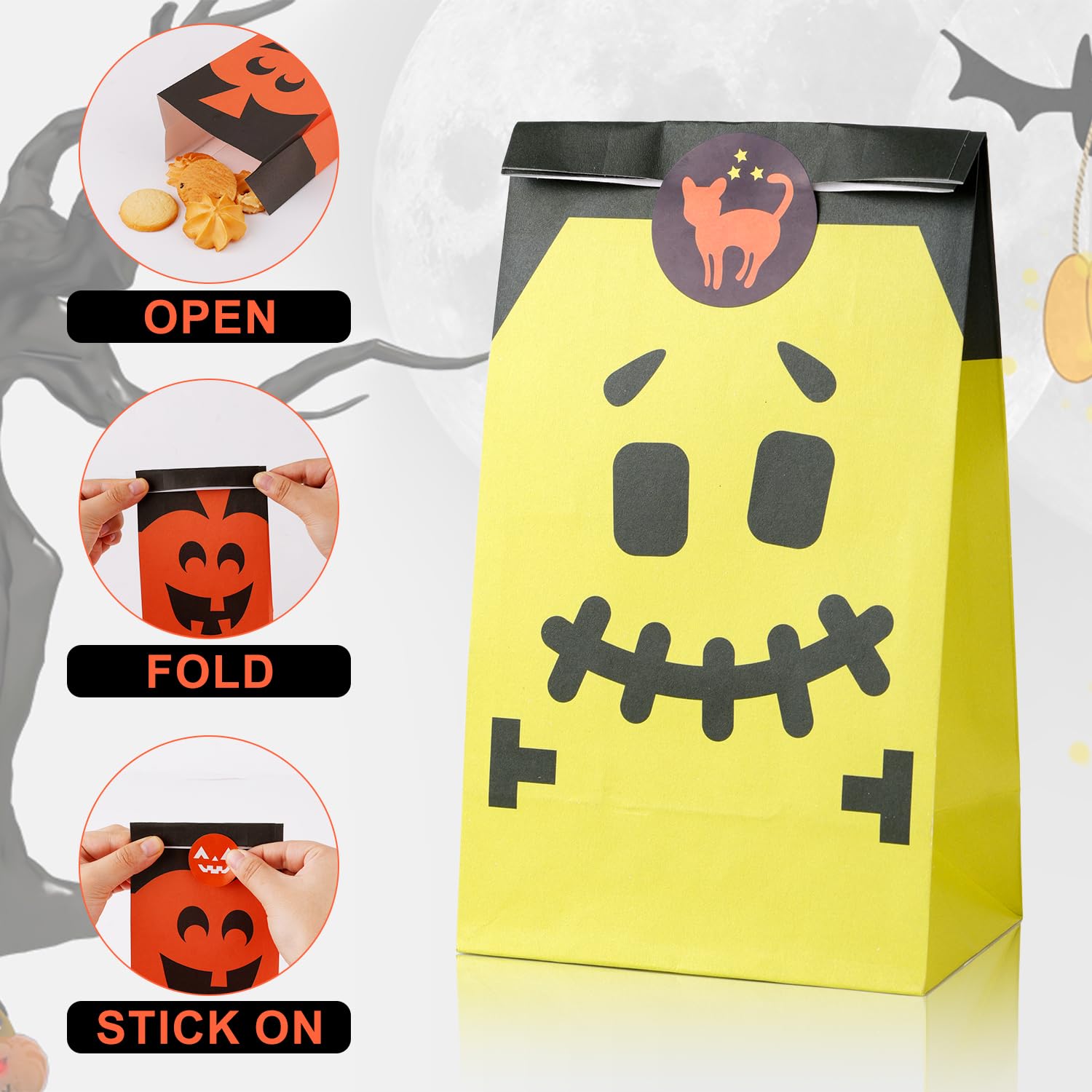 24Pcs Halloween Mixed Loot Bag Pumpkin Paper Box Trick Or Treat...