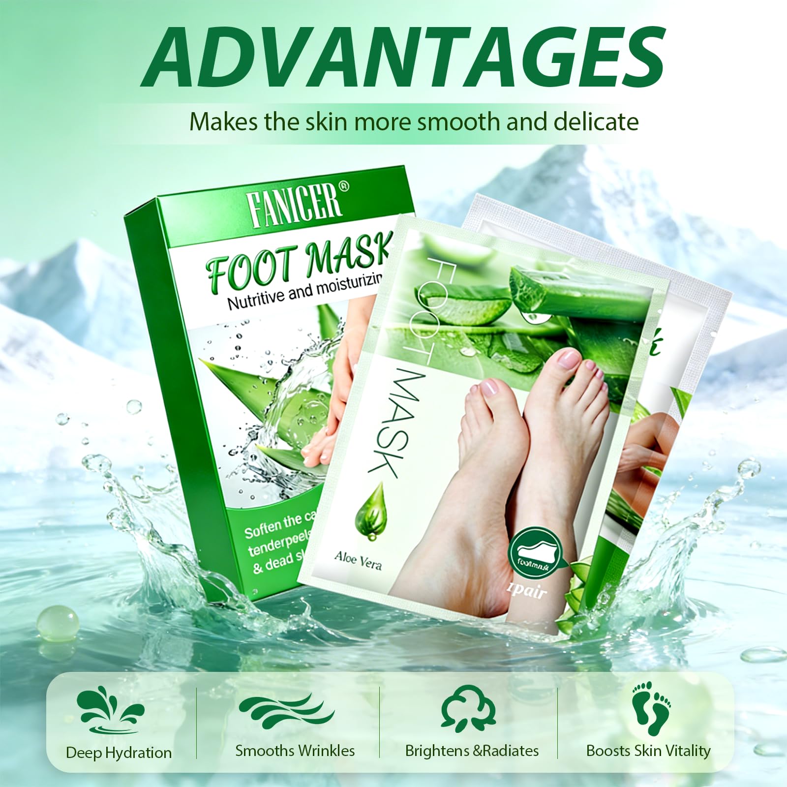 2 Paia Maschera Piedi Esfoliante, Maschera Peeling Piedi, Foot Peel Mask, Calzini Pedicure Peel Off, Rimozione Della Pelle Morta e Calli, Cura e Scrub Piedis, Effetto Idratante(Aloe Vera)