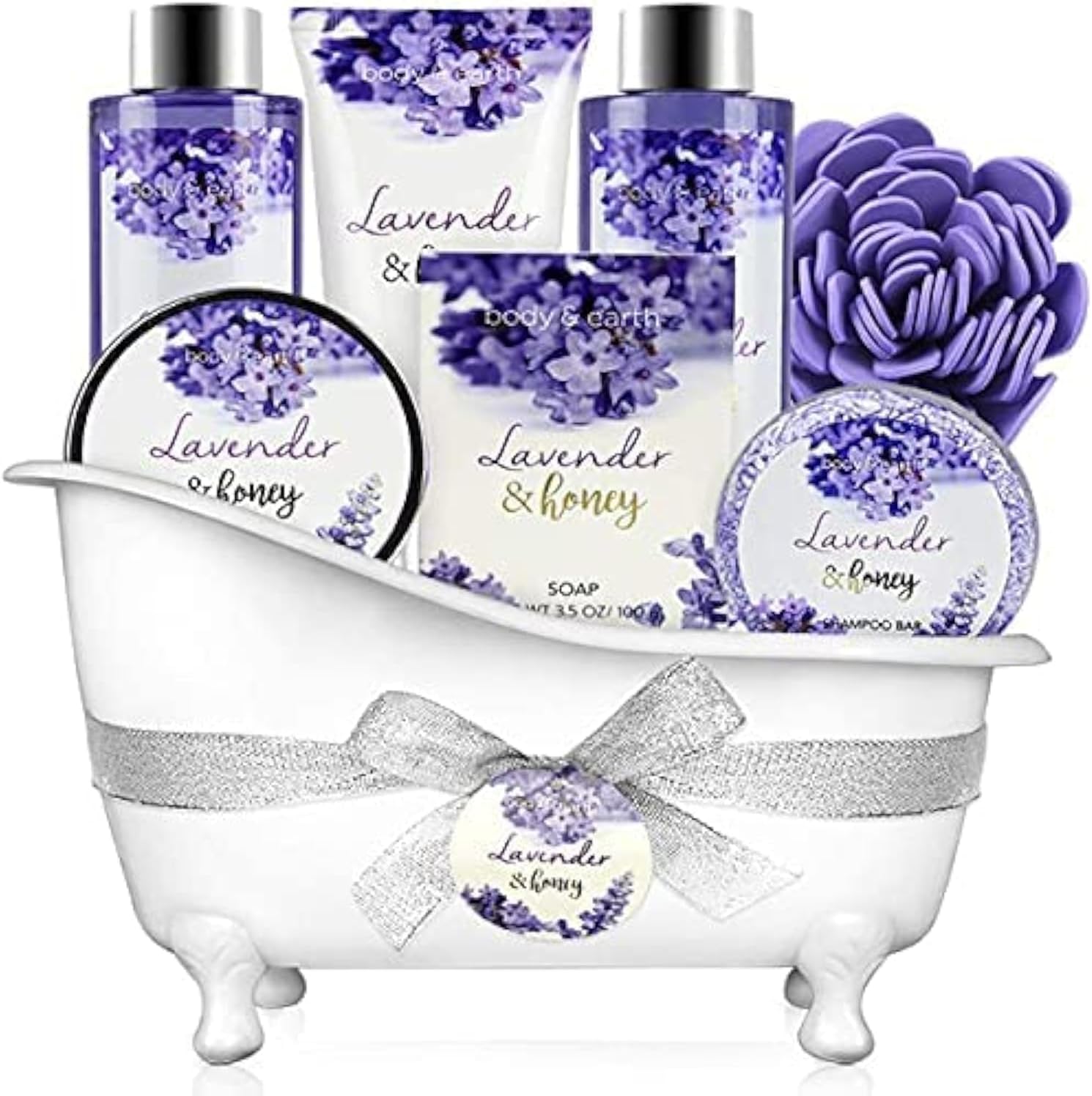BODY & EARTH Bath Gift Set for Women- 8 Pcs Lavender Gift Sets for ...
