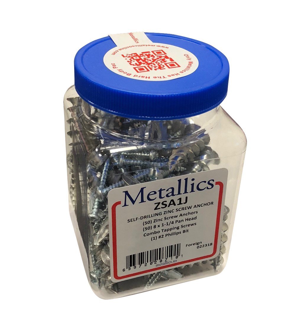 Metallics ZSA1J Zinc Conical Wall Anchor Kit Jar Pack