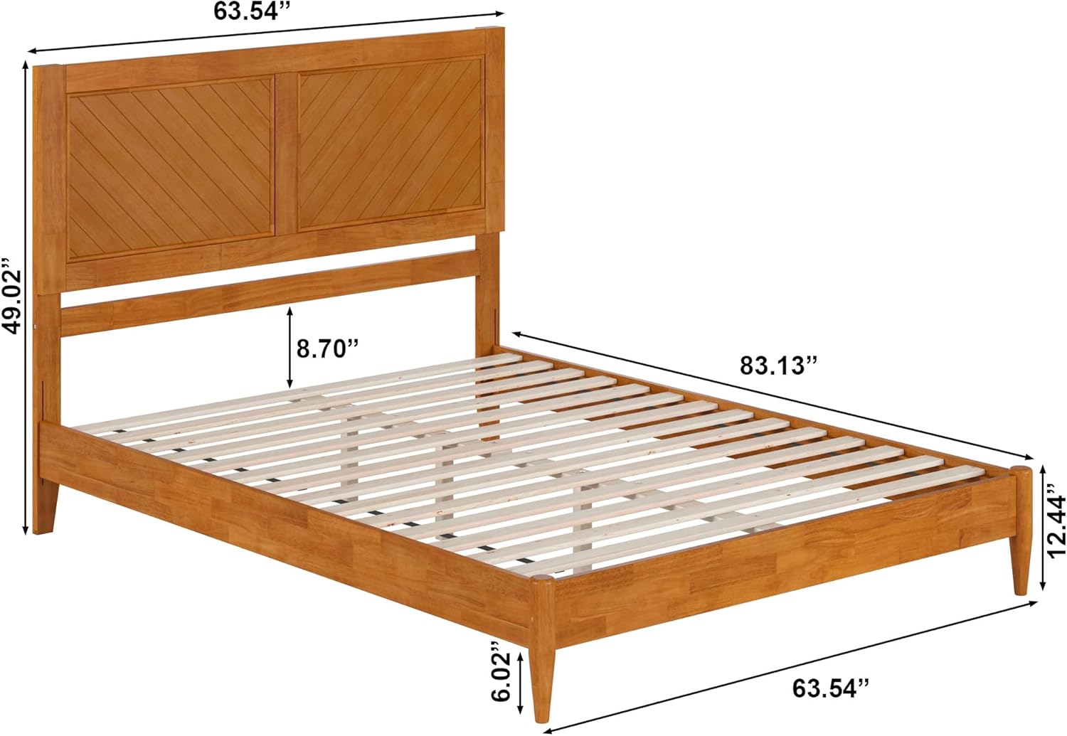 AFI, Berkshire Queen Solid Wood Low Profile Platform Bed, Light Toffee