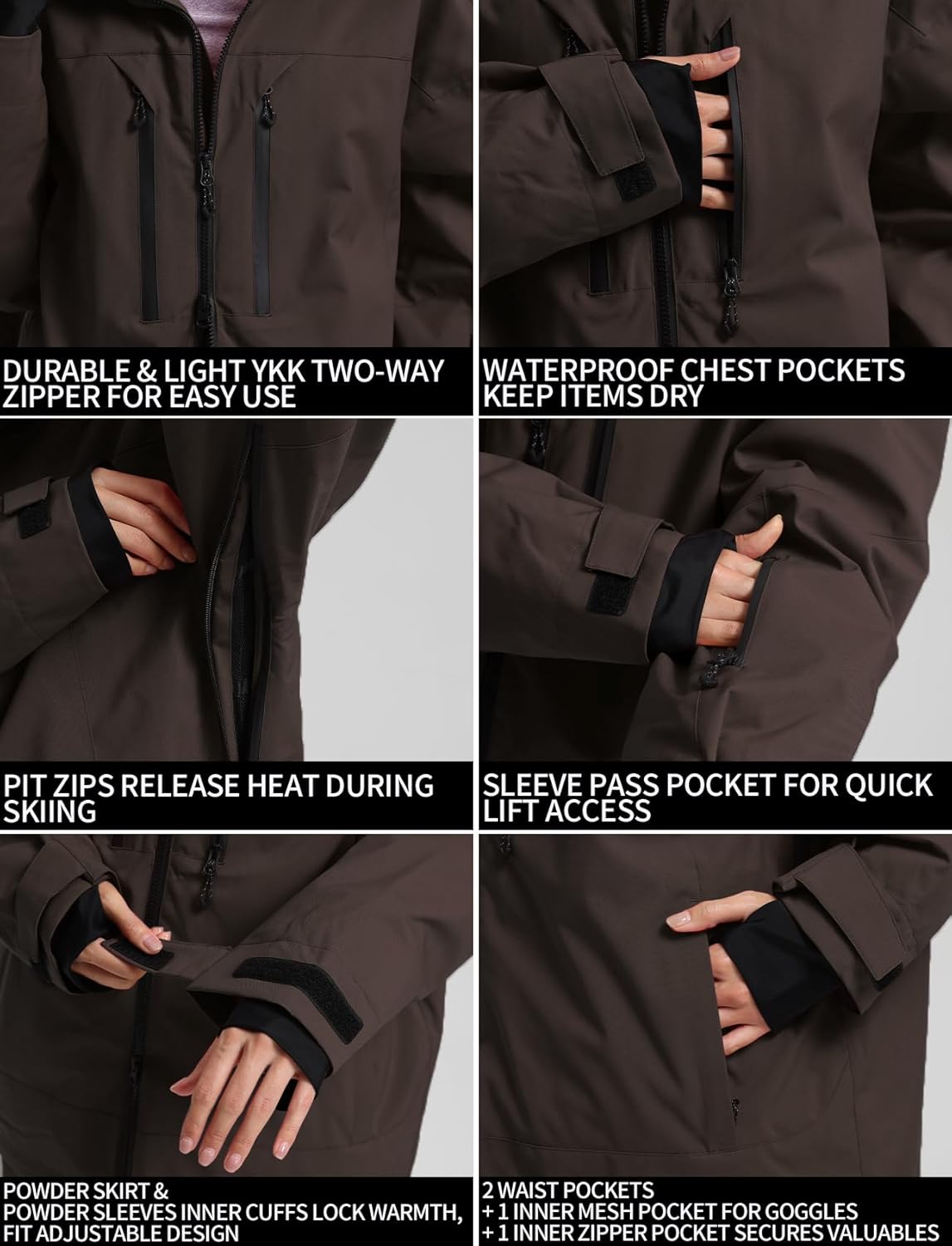 GSOU SNOW Snowboard Jacket Men Baggy Ski Jacket Waterproof Snow Coat Insulated Hooded Clothes for Winter Outdoor - Image 6