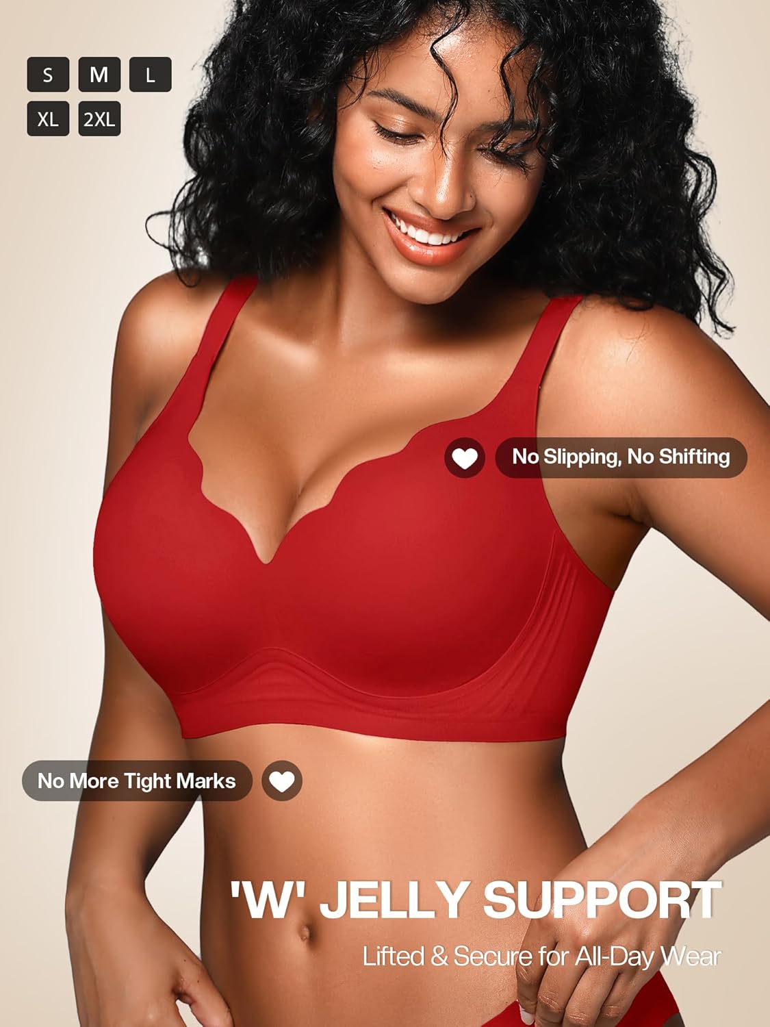 Wireless Jelly Bras for Women No Underwire with Support - S-2XL Seamless Bralettes Everyday Comfort Tshirt Padded Bra