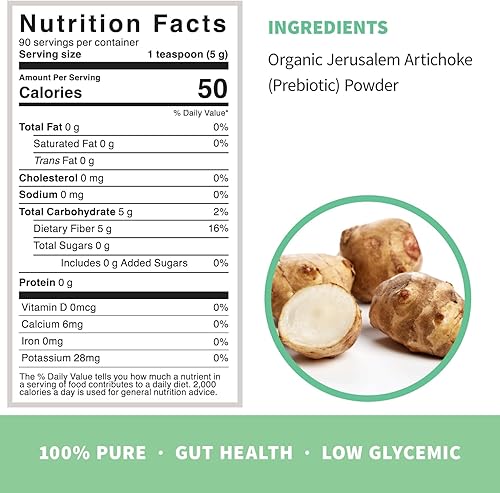 Miniatura 3 de Inulina orgánica con polvo prebiótico FOS, fibra soluble para intestino permeable, hinchazón, digestión, bacterias amigables con la alimentación