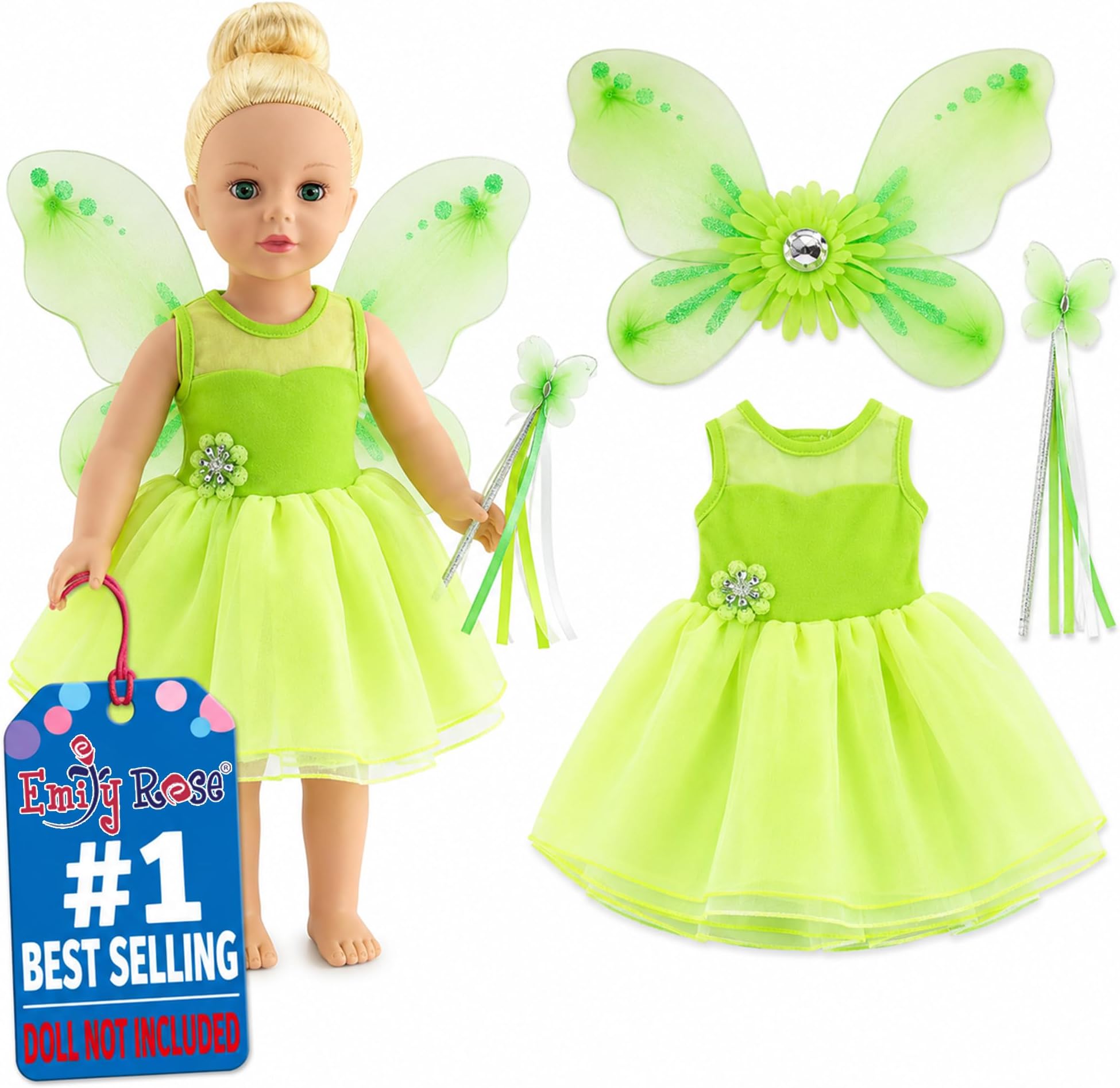 Emily Rose 18 Inch Doll Clothes Princess Costume Outfit Set | Magical 3 Piece...