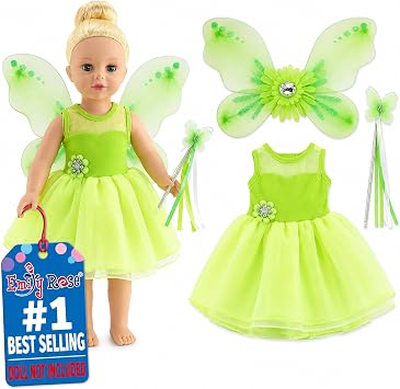 Emily Rose 18 Inch Doll Clothes 3 PC Halloween Magical Fairy Princess Fairytale Costume Set | 18" Doll Clothing Outfit with Accessories | USA Business | Double Reinforced Stitching