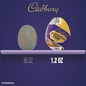 CADBURY Milk Chocolate with Caramel Center Eggs Candy, Bulk Easter, 1.2 oz Packs (48 Count)