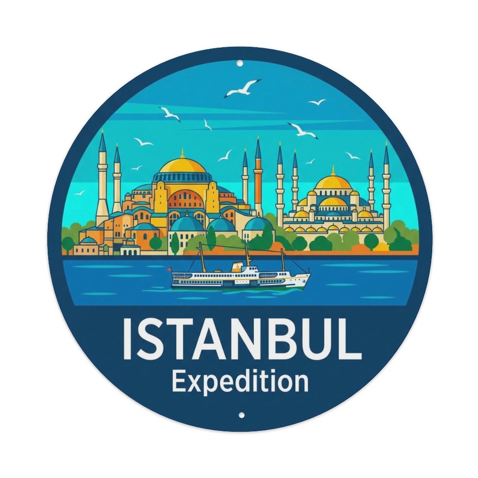 Vintage Travel Istanbul Turkey Expedition Vintage Metal Tin Sign Plaque Wall Decor for Cafe, Club Bar, Office, Garden Metal Poster 8x8Inch