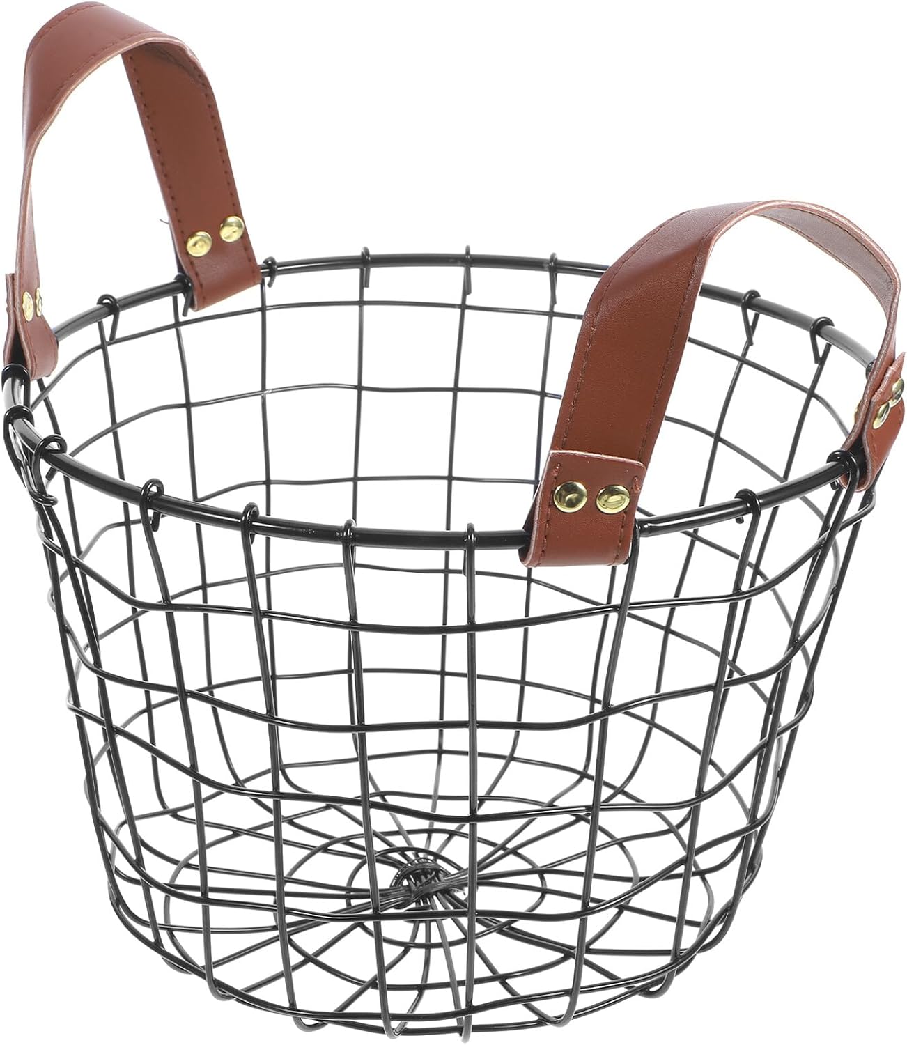 Uonlytech Portable Metal Wire Firewood Storage Basket with Handle Round Outdoor Firewood Organizer for Camping and Indoor Use Large Capacity Multi-purpose Iron Basket for Logs and Sundries