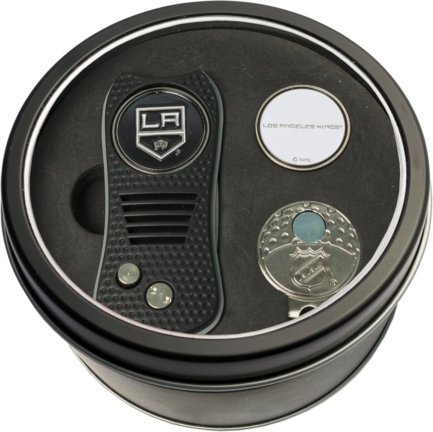 Team Golf NHL Gift Set Switchblade Divot Tool, Cap Clip, & 2 Double-Sided Enamel Ball Markers, Patented Design, Less Damage to Greens, Switchblade Mechanism