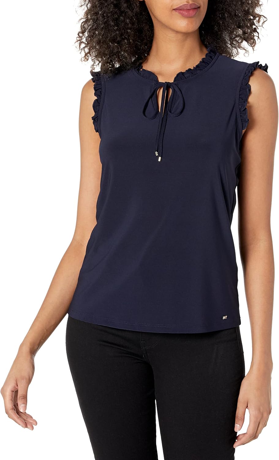 women's sleeveless ruffle blouse