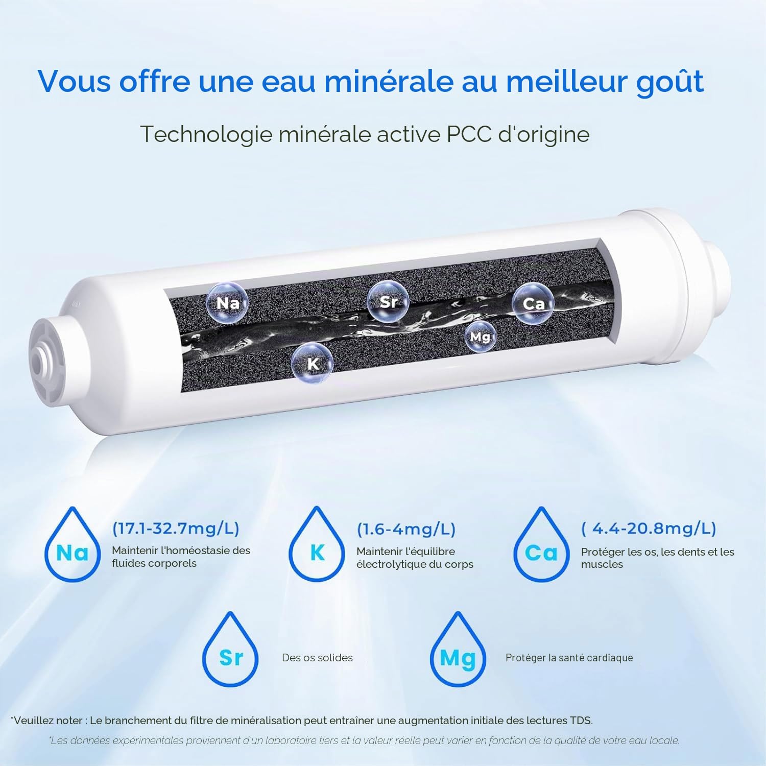 Waterdrop Reminéralisation Inline Filtre à Eau, 1/4” Quick Connect Post Filtre pour RO Osmose Inverse Système de Filtration, Restauration Minéraux Essentiels, WD-MNR35 (2)