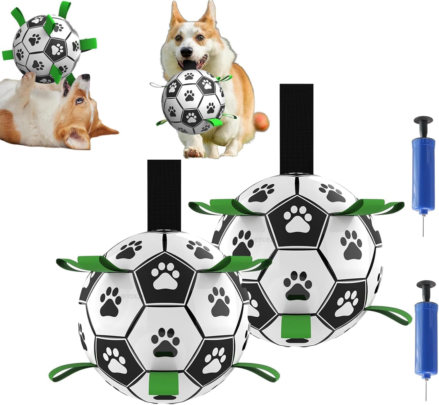 Pawkick Soccer Ball for Dogs，Pawkick Ball，Pawkick Soccer Ball, Dog Toys Soccer Ball with Straps，Soccer Ball for Dogs Indestructible (2PCS)