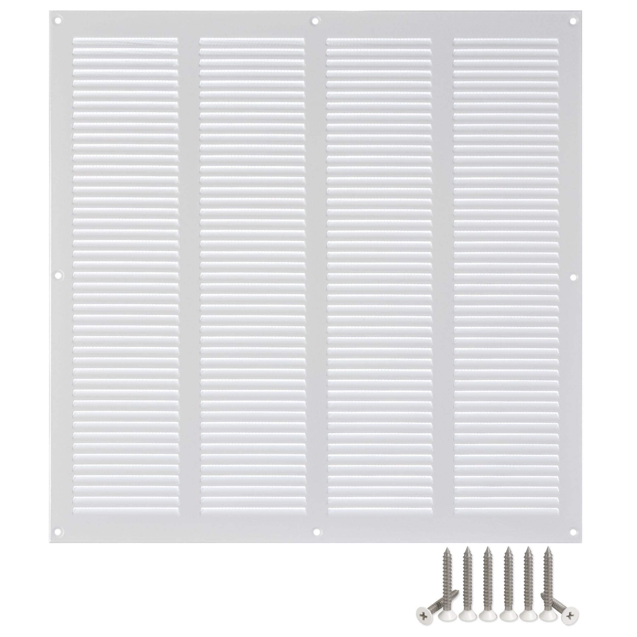 LIRAST 400x400mm Vent Cover White - 16x16 inch Wall Vent Cover with Insect Mesh - Ceiling Soffit Vents - External Vent Cover - Metal Ventilation Grilles - Air Vent Covers for Walls