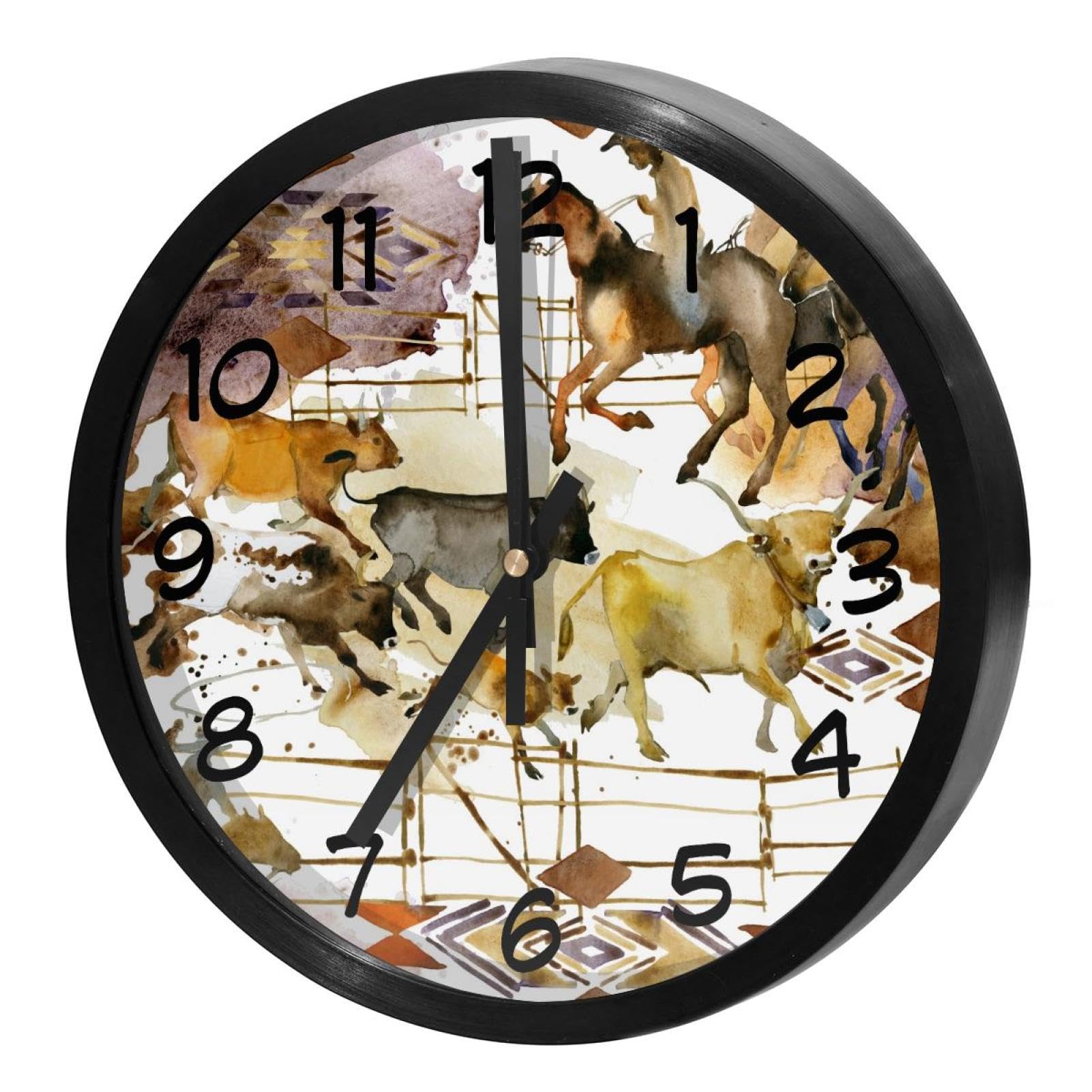 Horloge murale silencieuse pour cuisine et bureau motif cheval de course