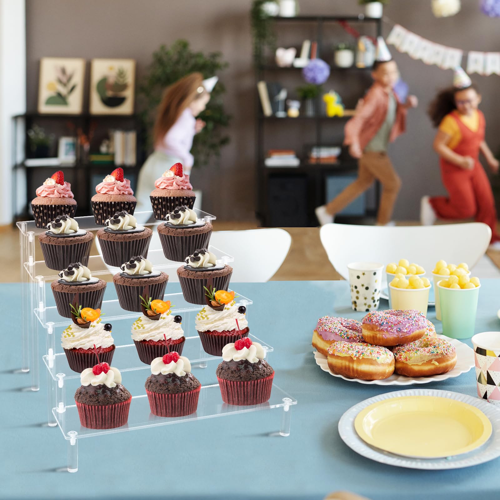 Espositore in Acrilico a 5 Livelli, Trasparente, Per Statuette, Cupcake, Profumo, 30 X 32 25 Cm