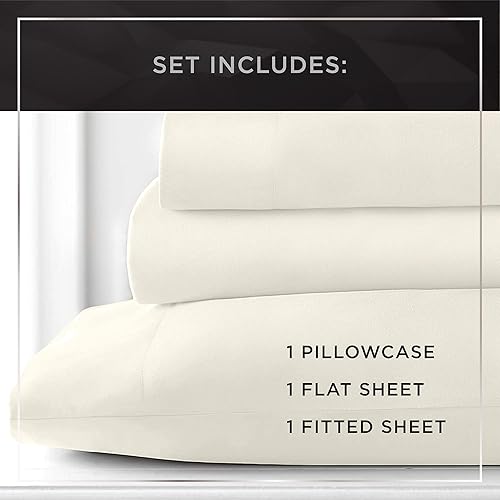 Miniatura 6 de Raymond Waites Juego de sábanas de 3 piezas, algodón rico, 400 hilos, blanco, juego de sábanas tamaño individual