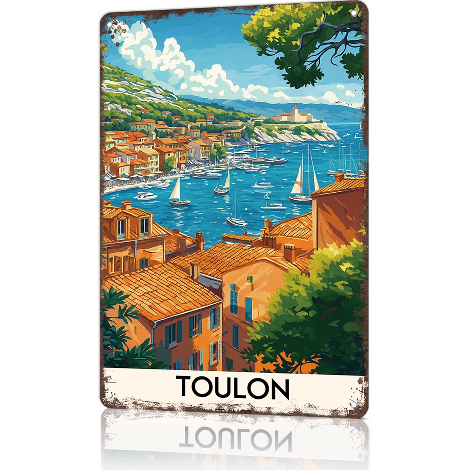 KWQDOZF Funny Signs Posters Toulon France Wall Art Sign for Bedroom Dorm Home Garage Bar Decor 8X12inch