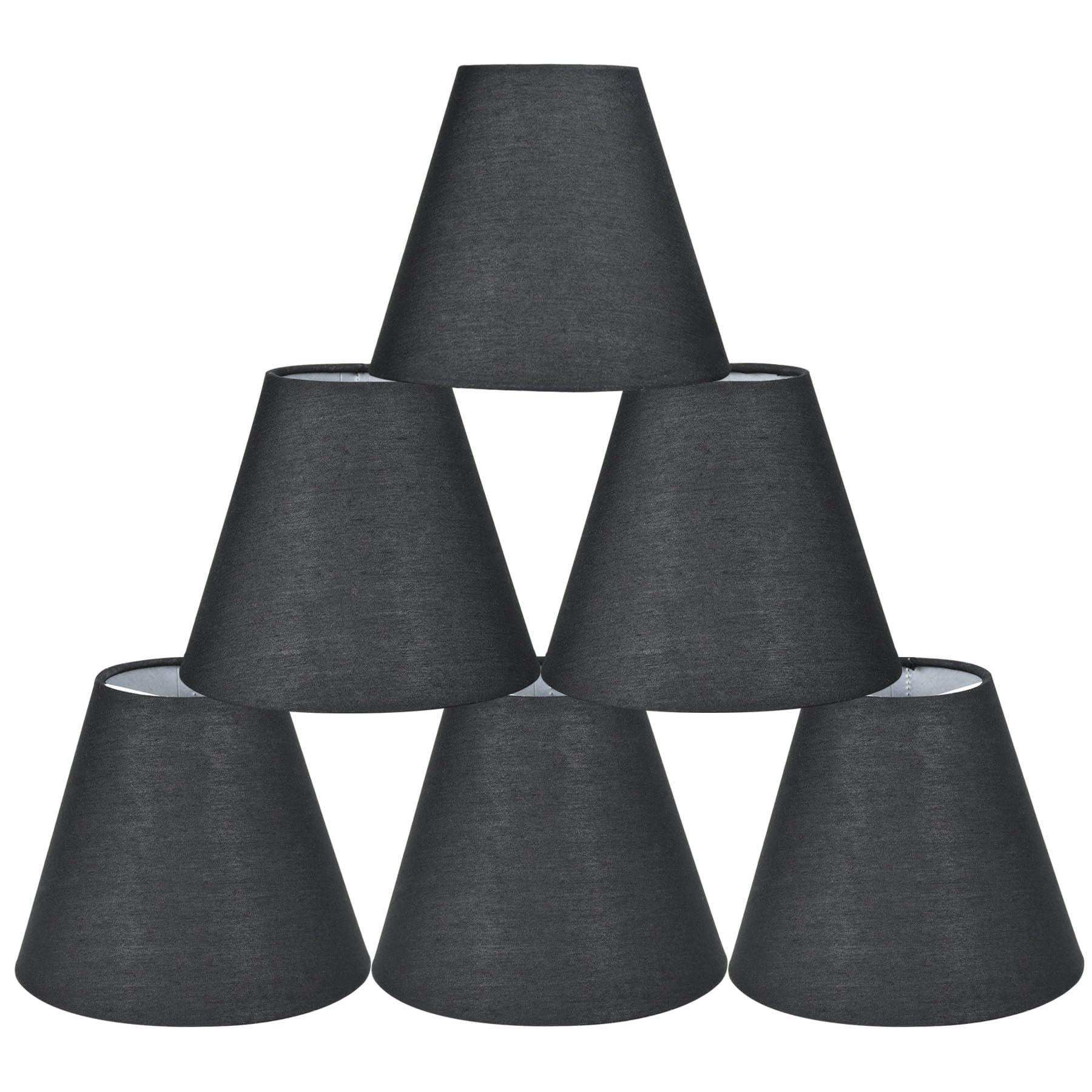 LAMPWELL GERO Black Clip on Chandelier Lamp Shades Set of 6,Small Lamp Shades Clip on bulb,6"×3"×H5",Mini Fabric Barrel Lamp Shade,FOR CANDLE BULB AND SMALL GENERAL BULB