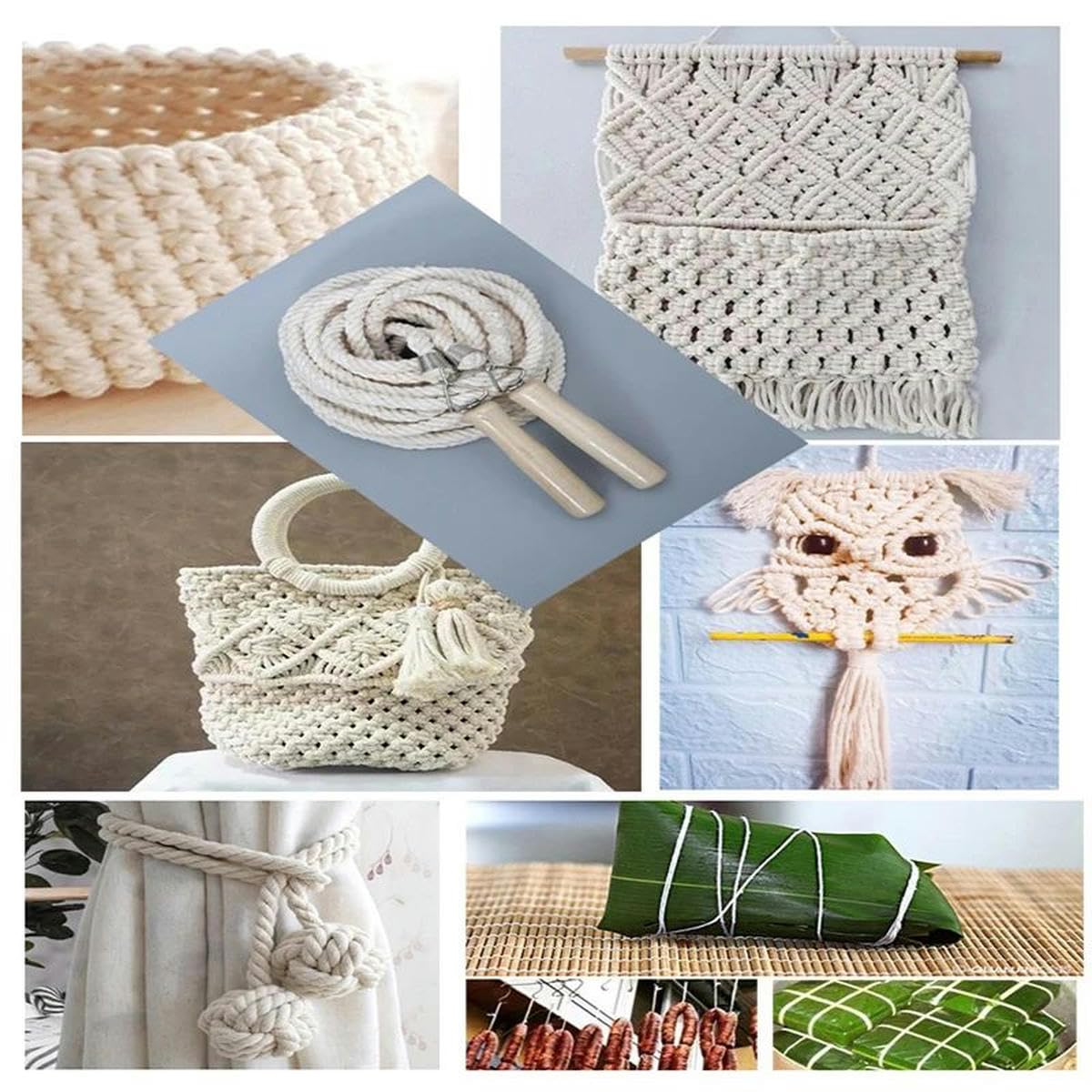 Cuerda de algodón para ropa y otros artículos de bricolaje, decoración del hogar, artesanía, tejido, cuerda de macramé, especificación múltiple-3 mm x 200 m