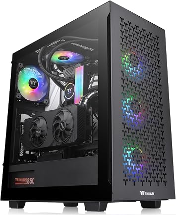 Thermaltake V350 TG ARGB Air Black | PC-Chassis | Mid-Tower-ATX-Case | 4mm Tempered Glass | 4X Fans Including | Black