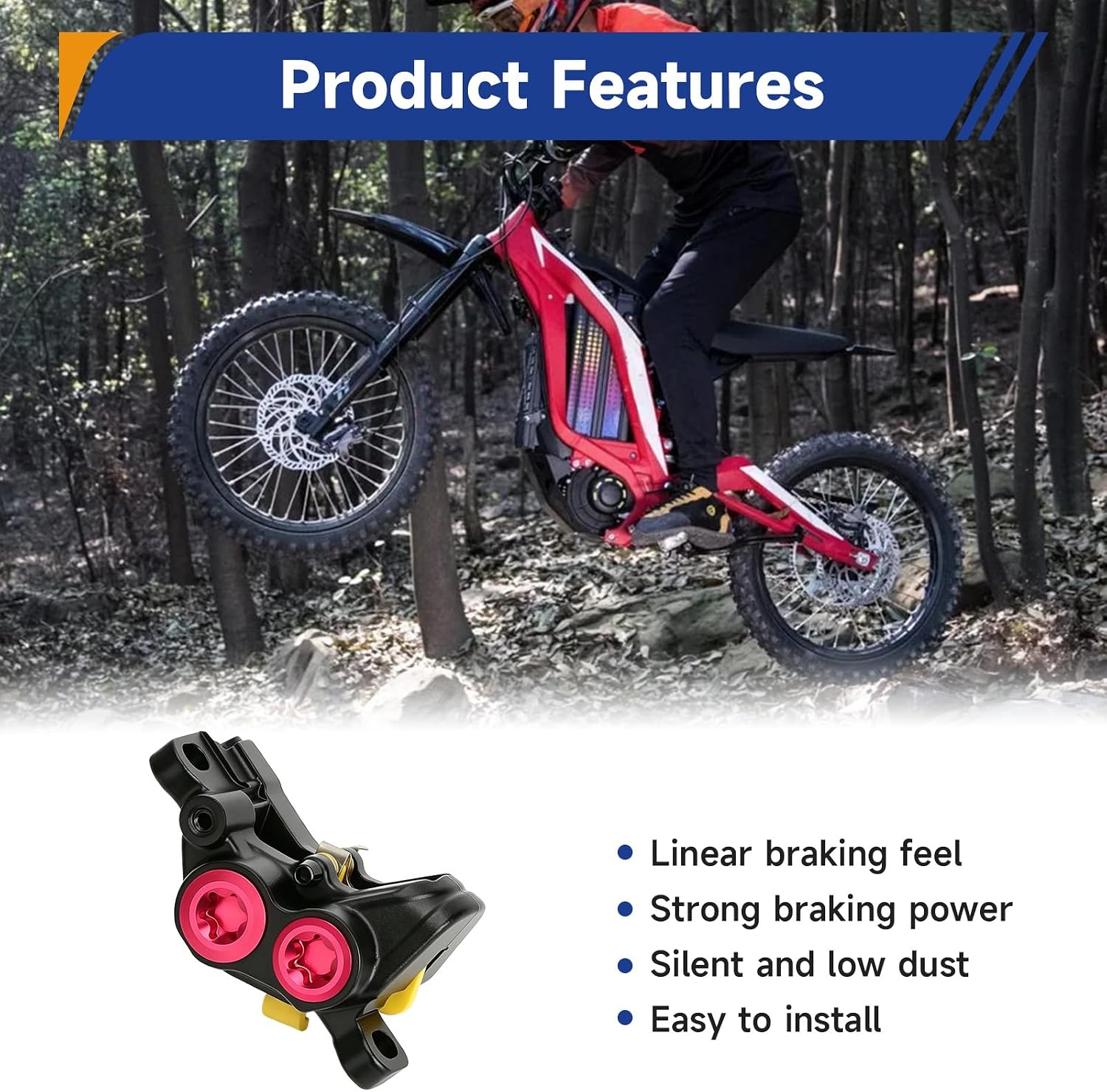 Front Rear Brake Caliper Compatible with Surron Light Bee X S Talaria Sting MX3 MX4 X3 Pro Segway X260 X160 E-Ride Pro SS 1.0 2.0 Electric Dirt Bike Sur-ron Dirt E-Bike Parts with Brake Pads