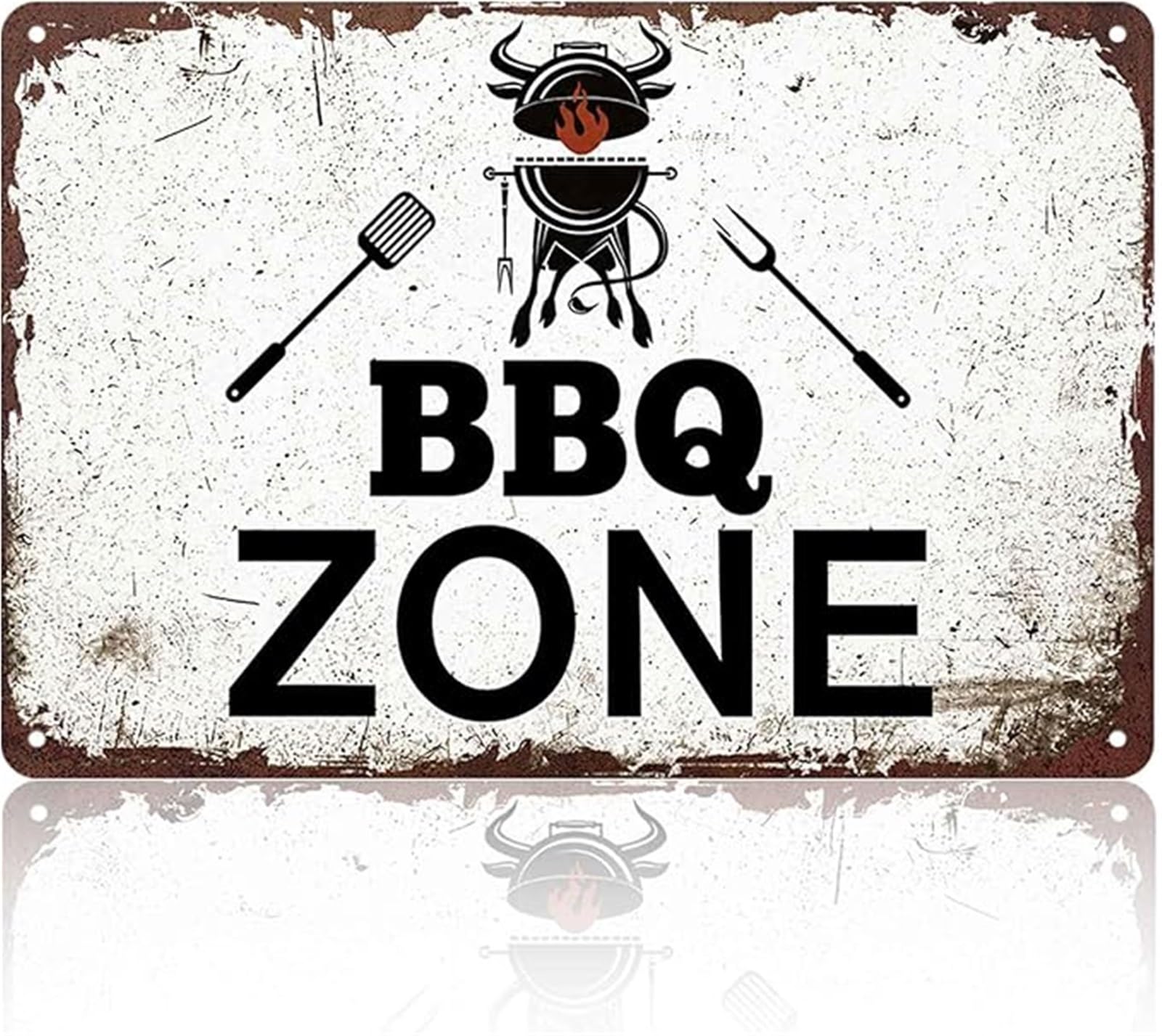 ZDVHOMCB Funny Backyard BBQ Sign Aluminum Metal Zone for Patio and Garden 8 X 12 in