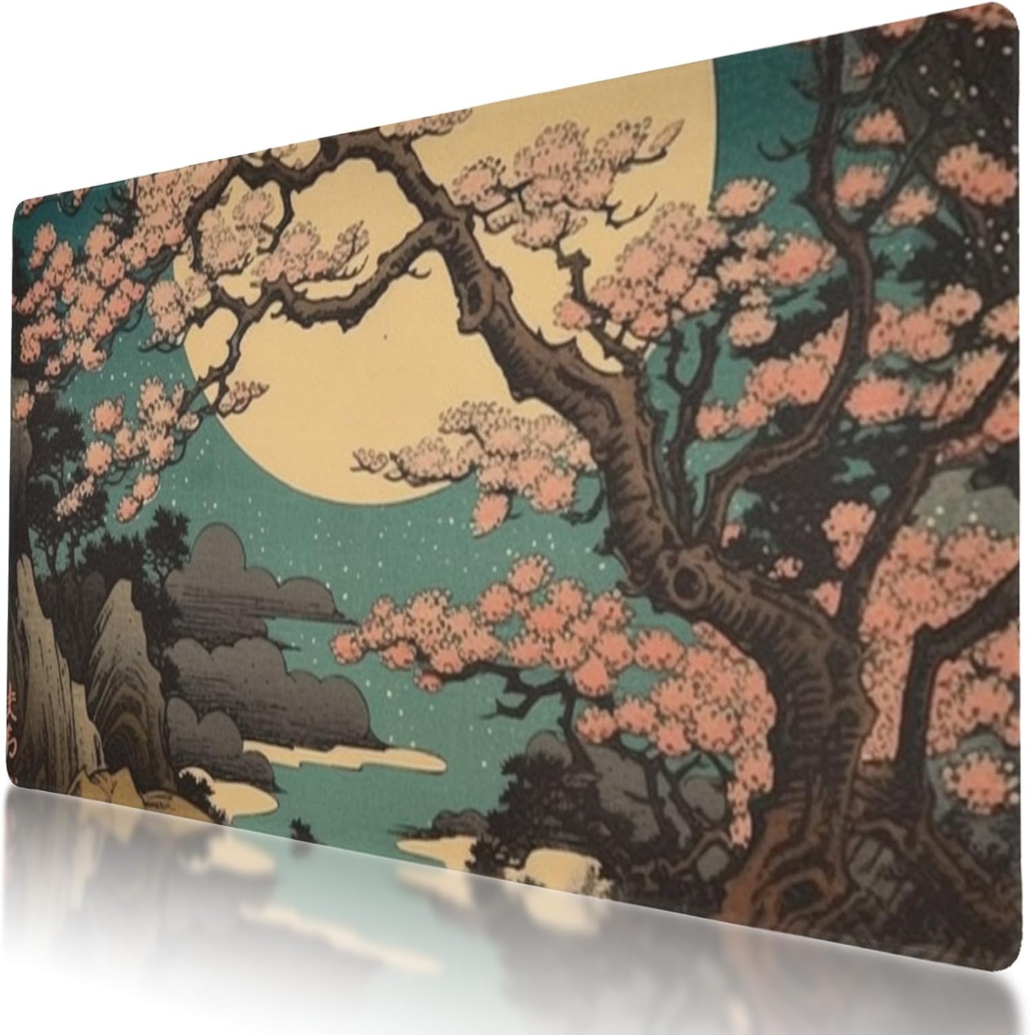 Large Gaming Mouse Mat with Cherry Blossom Design 90 x 40 cm NonSlip