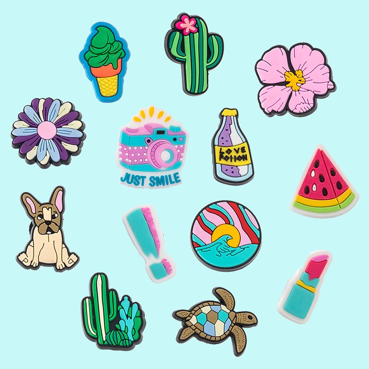 30,60pcs Summer Random Shoe Charms for Girls Pink Cute Shoes Charm Decoration with Different Summer Beach Designs for Teens and Women Party Gifts