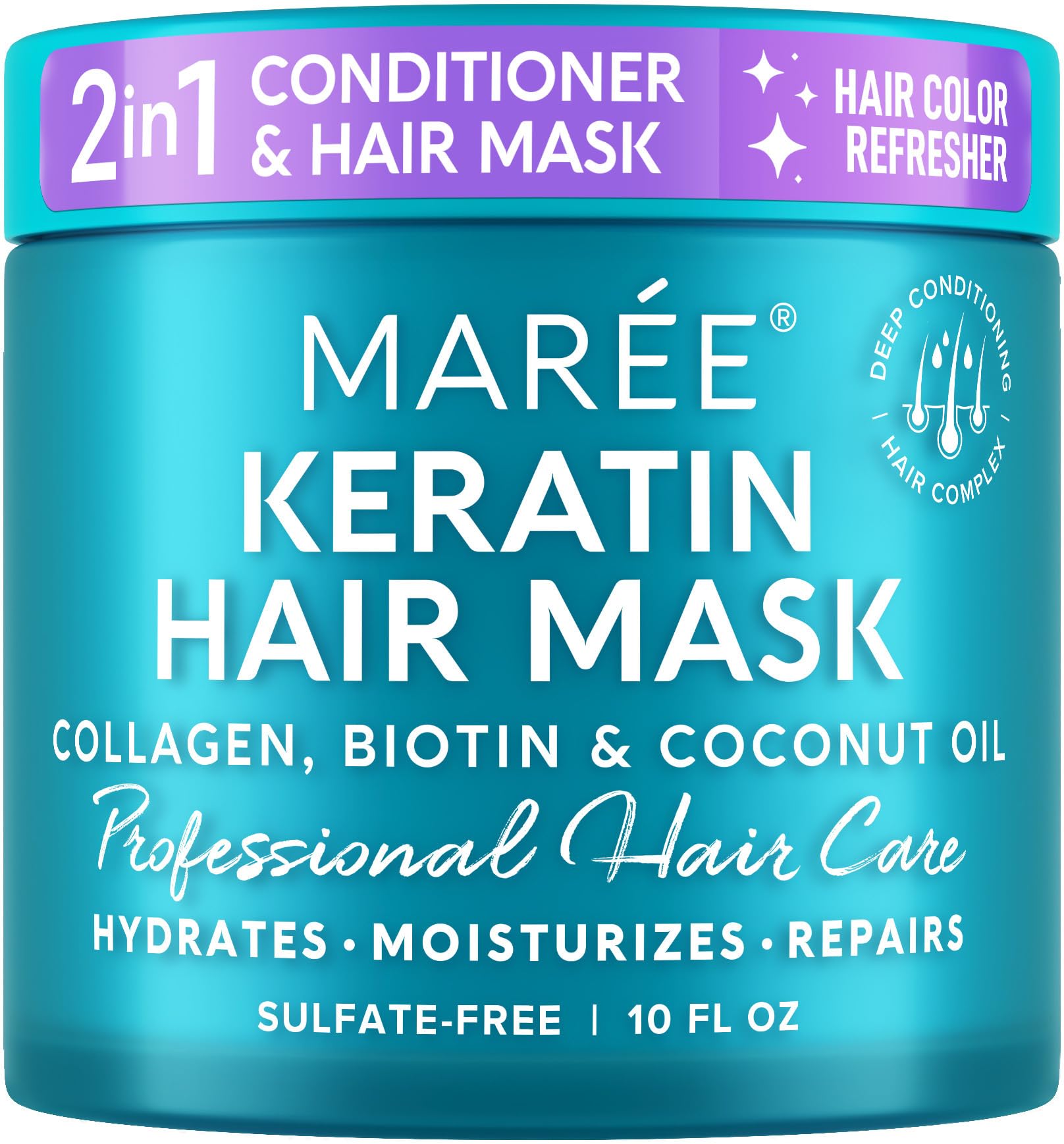 MAREEDeep Conditioning Hair Mask for Damaged Hair Treatment - Keratin Hair Care for Hydrating Growth Repair Moisturizing - Dry Curly Color Refreshing - Tratamiento Mascarilla Para el Cabello SecoClimatePartner certified