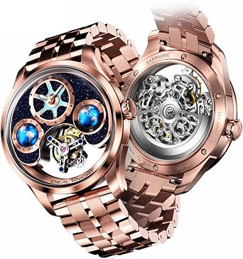 Ideal Knight Skeleton Men's Wrist Watches Self Winding Luxury Dress Automatic Mechanical Sapphire Crystal Diamond Waterproof Luminous Stainless Steel Band Watches Gift for Men