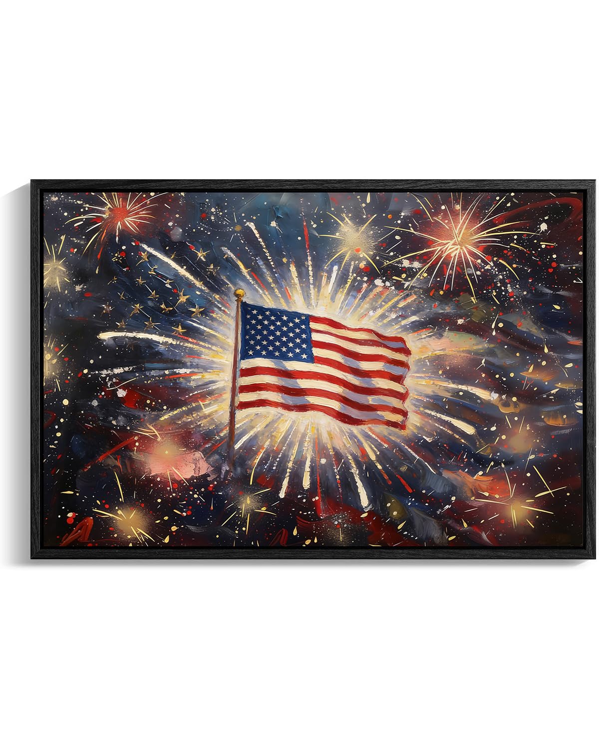 American Flag Framed Canvas Wall Art, 4th of July Canvas Prints