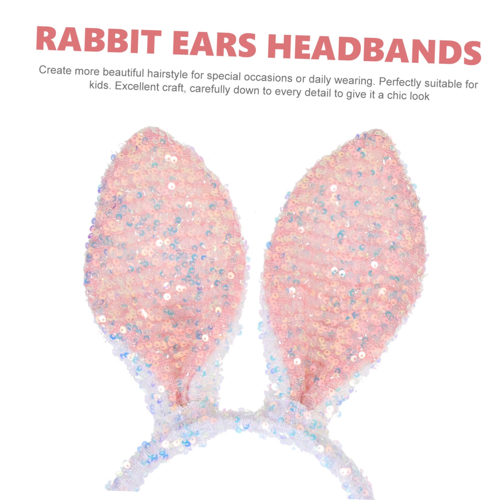 VICASKY 10 Pièces Bandeau Oreilles Lapin Paillettes Blanc Accessoire Cosplay Fête Pâques Garçon Fille Confortable et