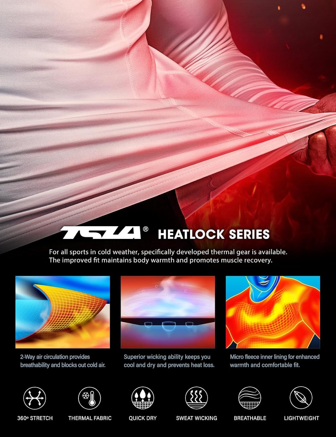 TSLA Men's Thermal Long Sleeve Compression Shirts, Mock/Turtleneck Winter Sports Running Base Layer Top - Image 4