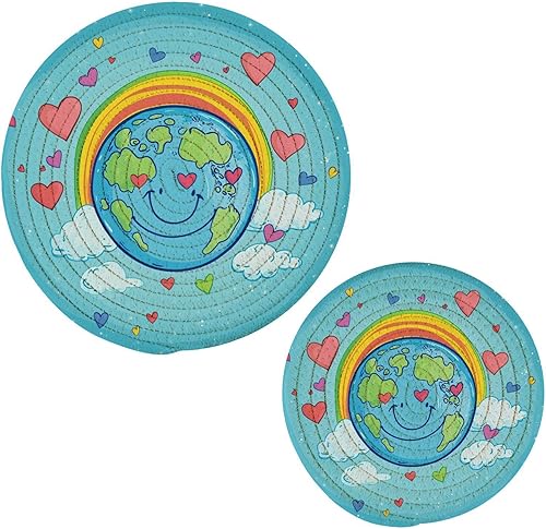 Miniatura 195 de Trivets for Hot Dishes Pots and Pans 2 PC Pot Holders Heat Resistant Cotton Round Potholders for Kitchen Countertop Decorative Autumn Maple Leaves