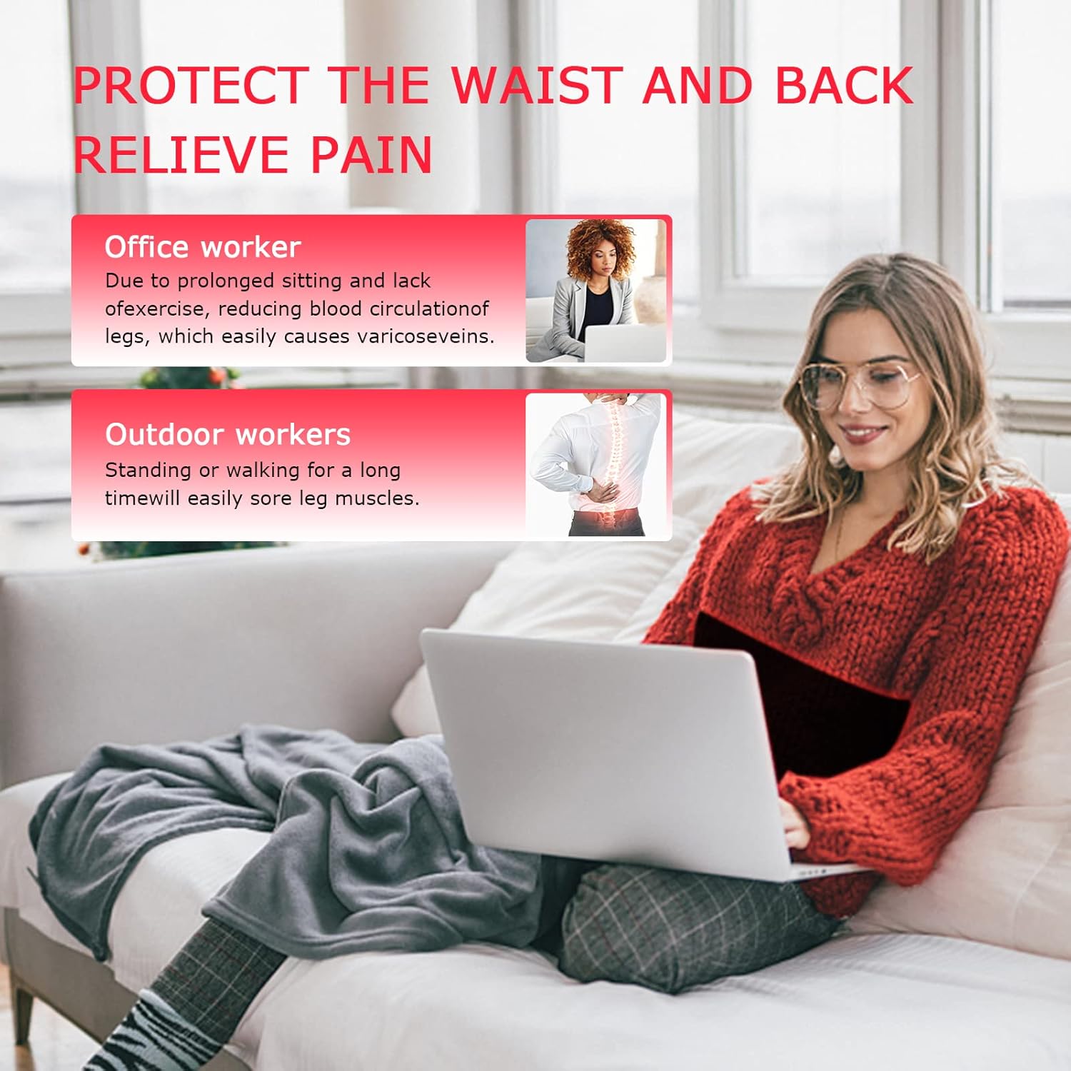 IDEAINFRARED Red & Infrared Light Therapy Belt Wrap Devices for Body, Flexible Wearable Wrap Therapy Pad Adjustable with Timer for Back Shoulder Joints Muscle Pain Relief(Blue) : Health & Household